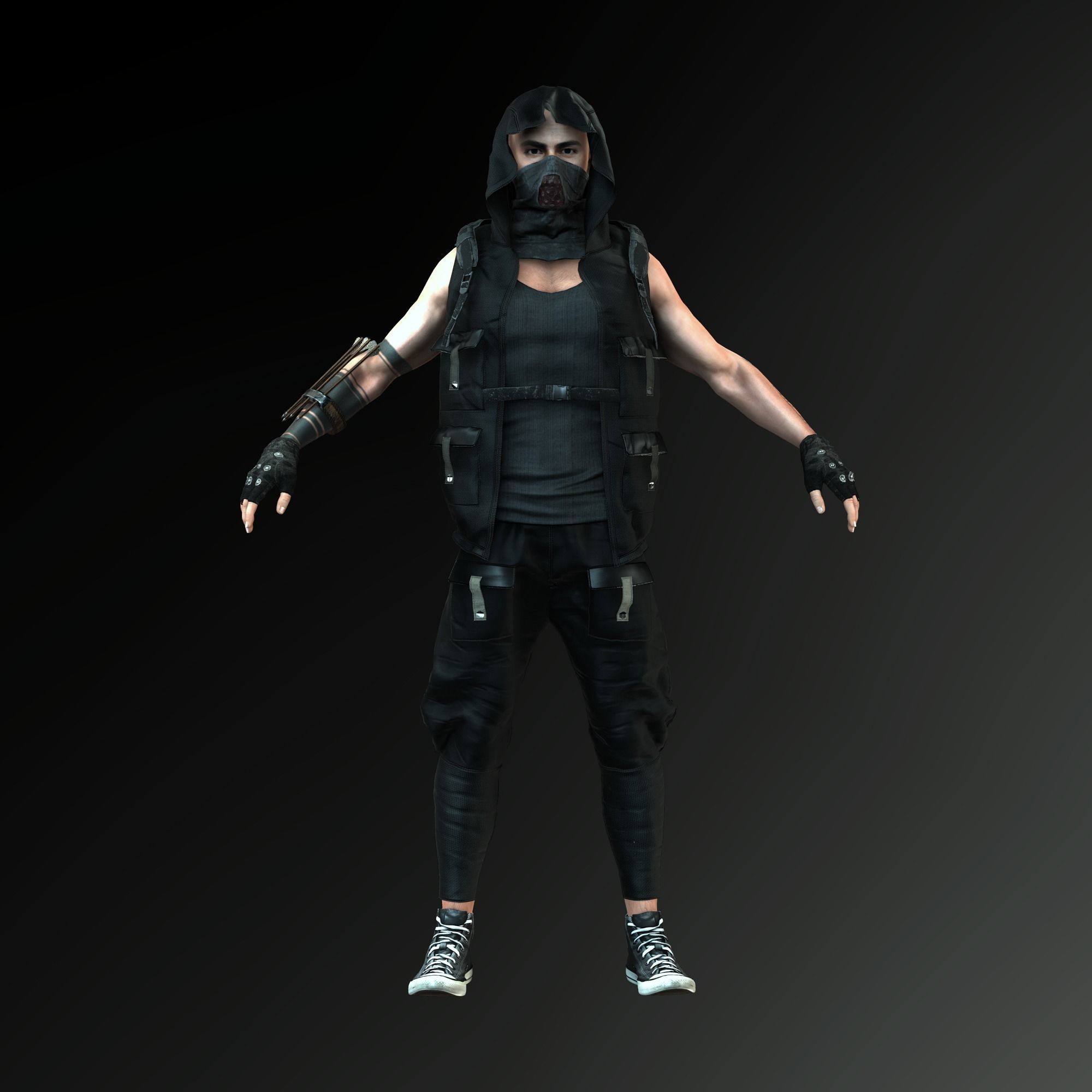 Zombie Slayer Character Low-poly 3D model_22