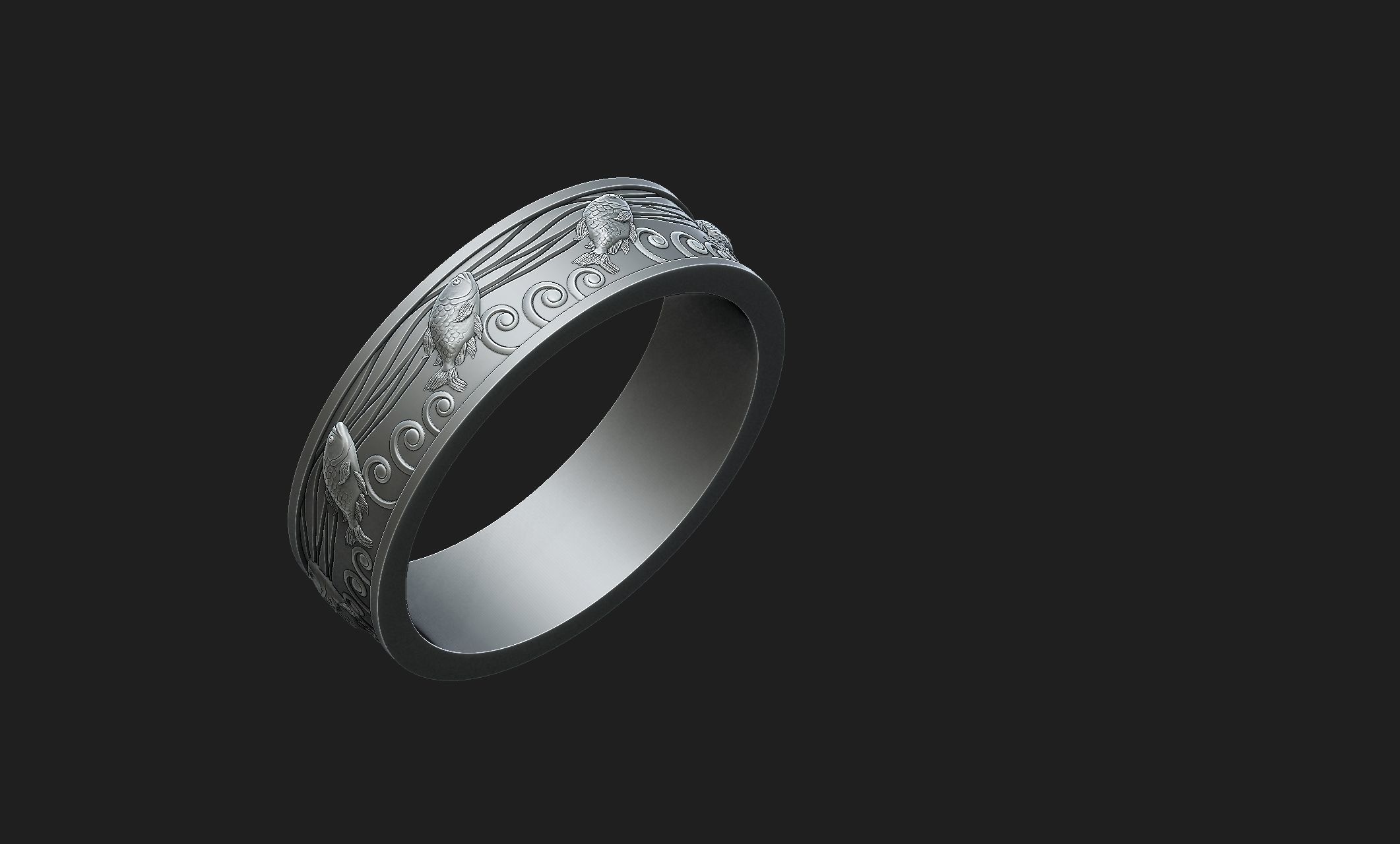 fishwave ring 3D print model_1