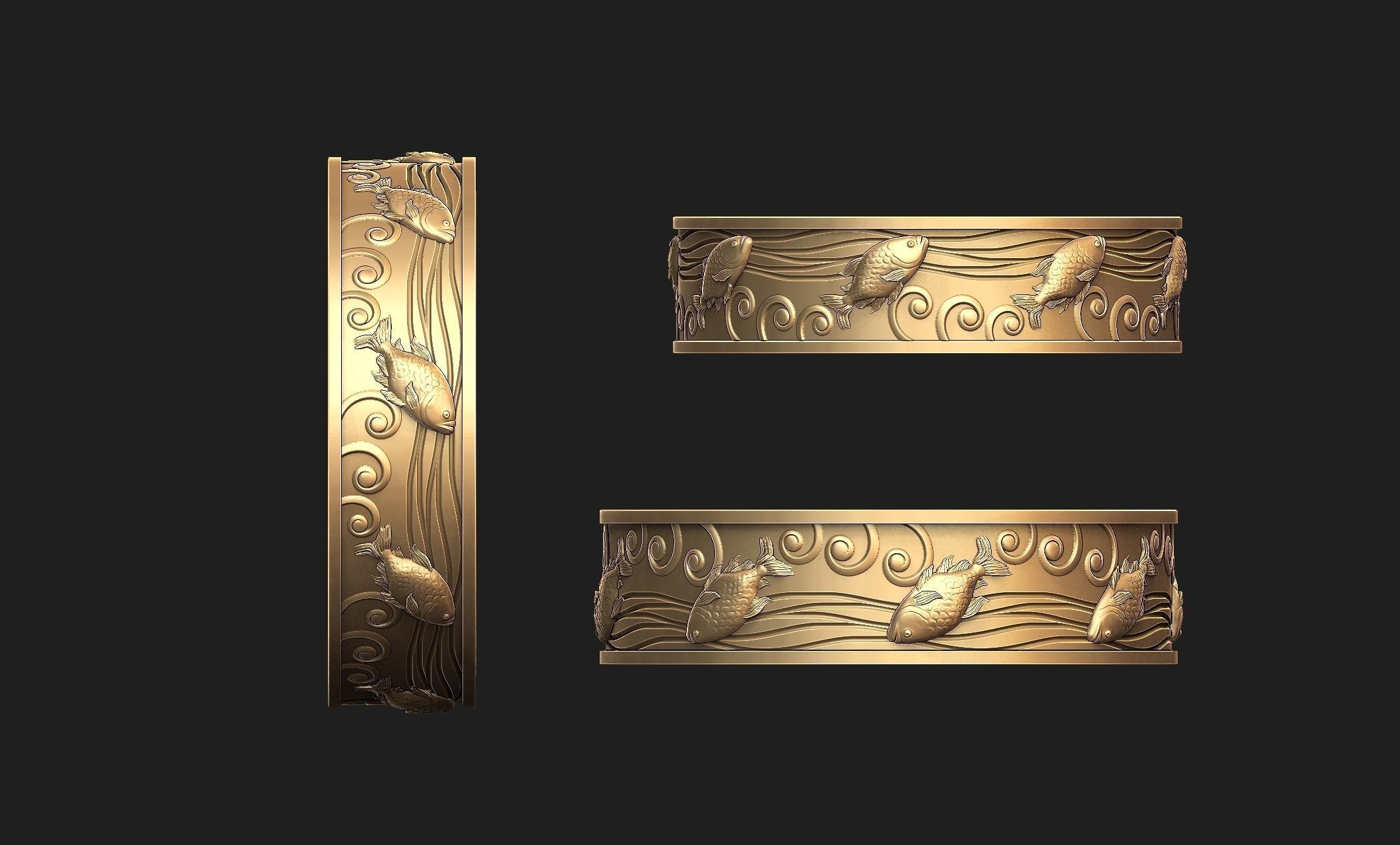fishwave ring 3D print model_6