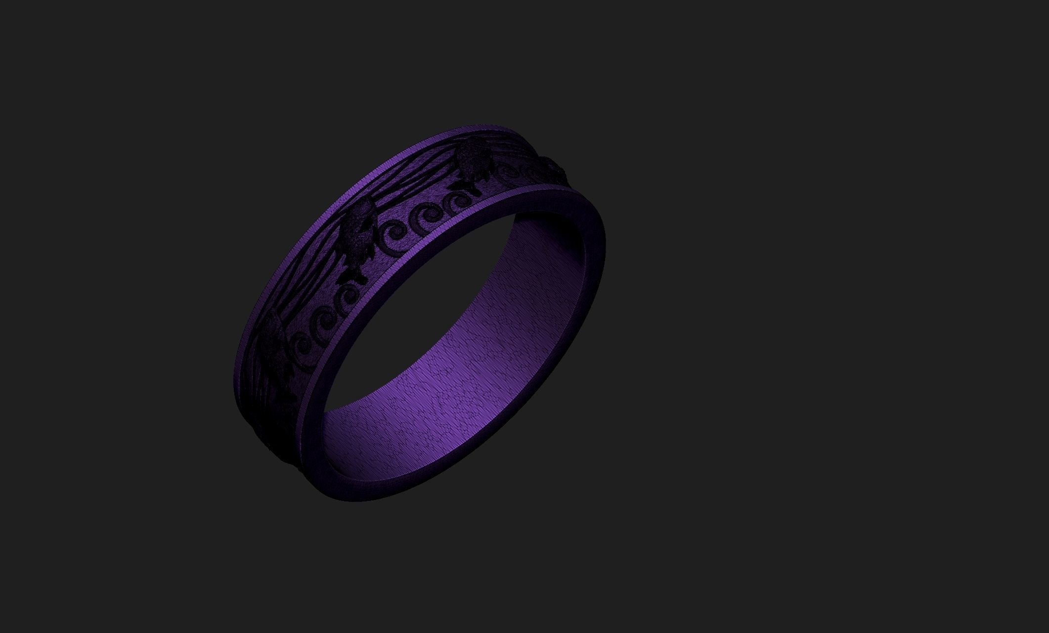 fishwave ring 3D print model_7