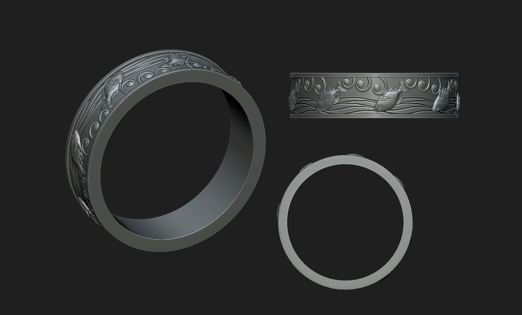 fishwave ring 3D print model_2