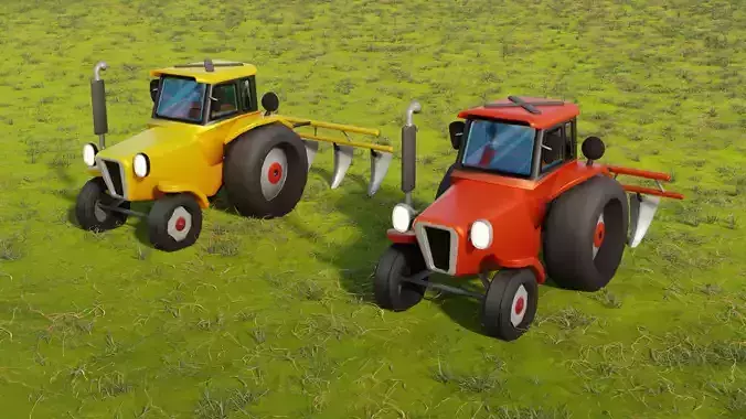 Tractor 3D model Low-poly 3D model