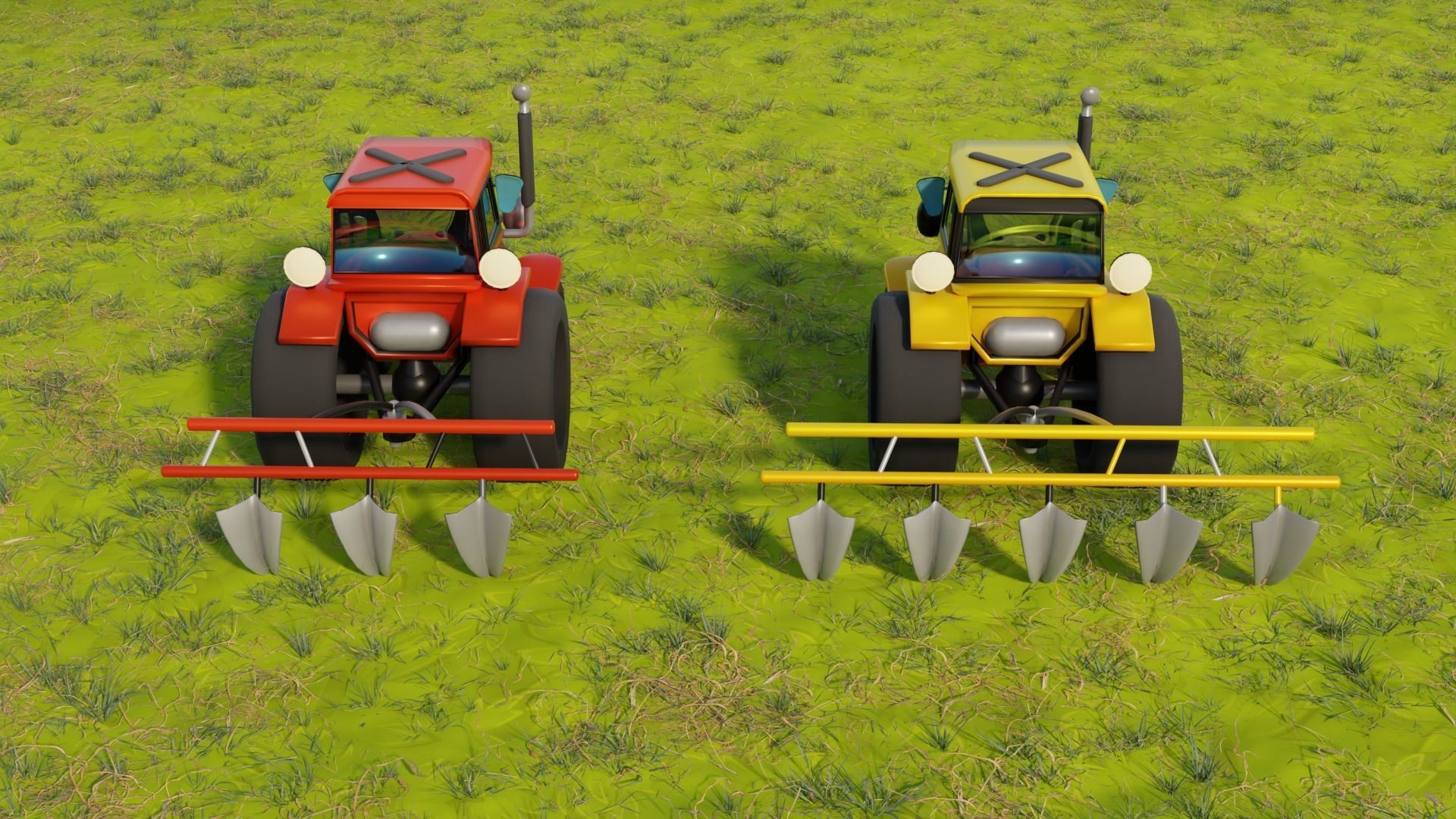 Tractor 3D model Low-poly 3D model_2