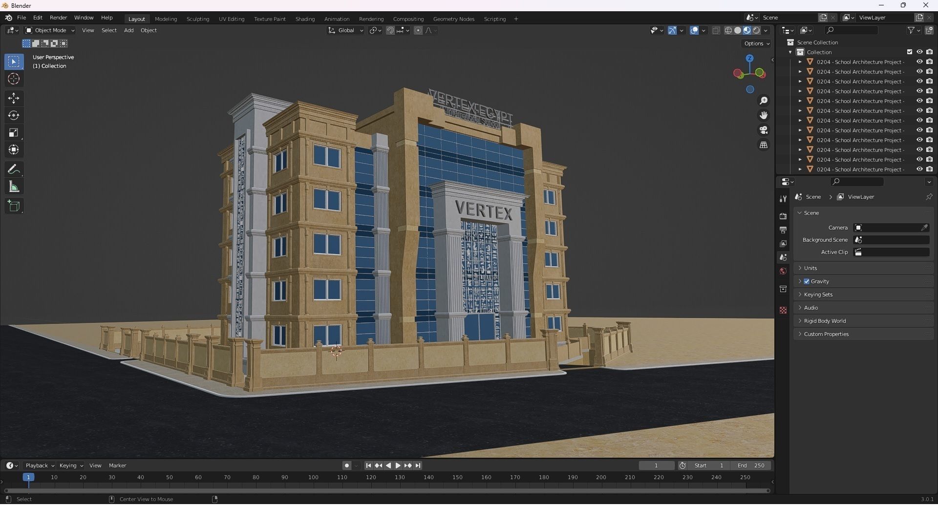 0204 - School Architecture Project - 2D Drawings - 3D Files 3D model_36