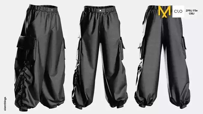 Streetwear Baggy Cargo Pants 3D model