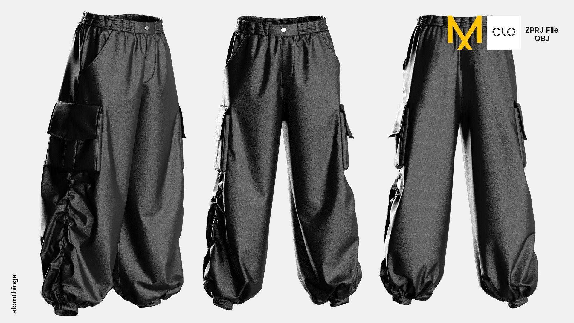 Streetwear Baggy Cargo Pants 3D model CGTrader