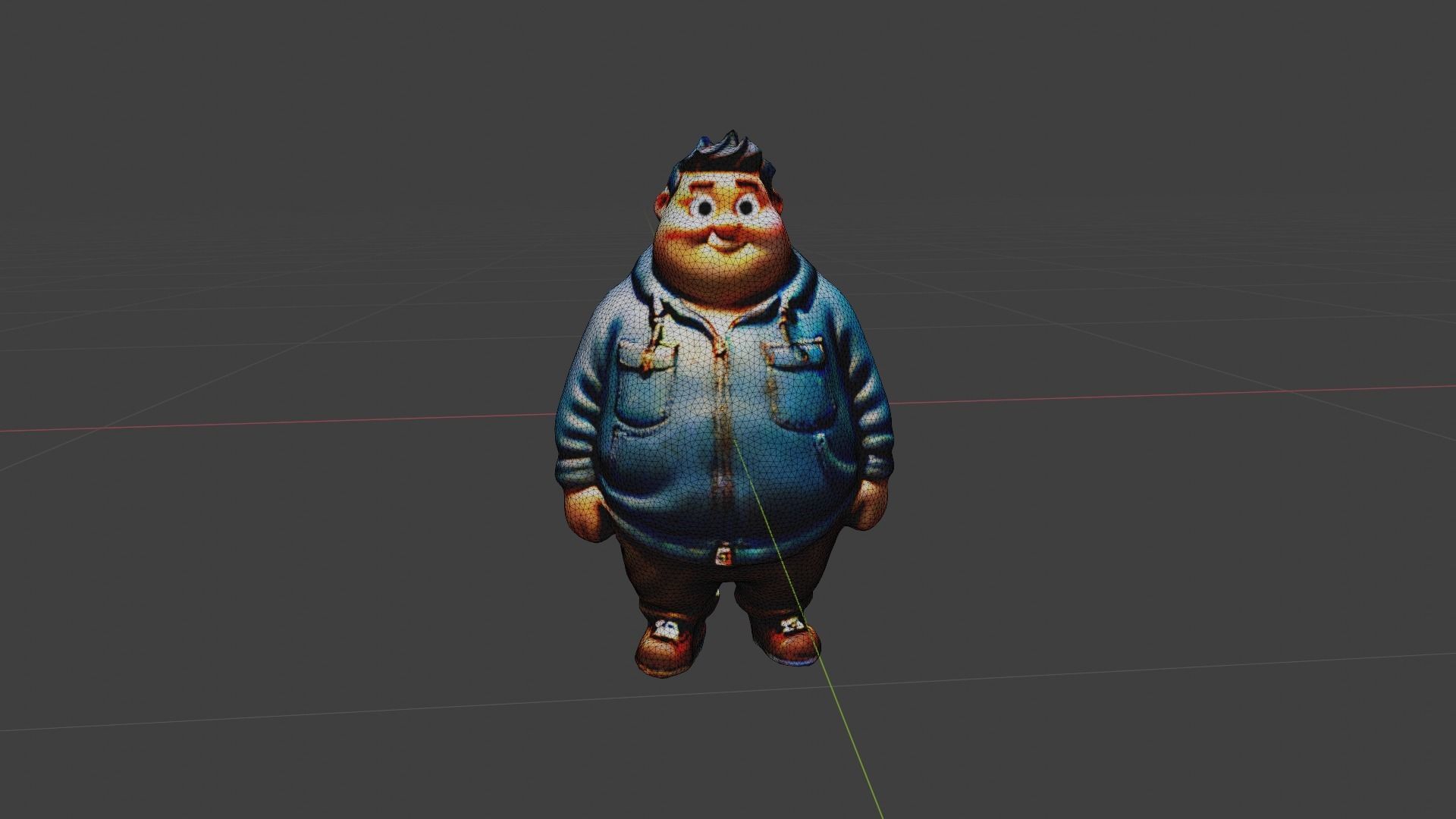 Man Fat Character Cartoon Low-poly 3D model_6