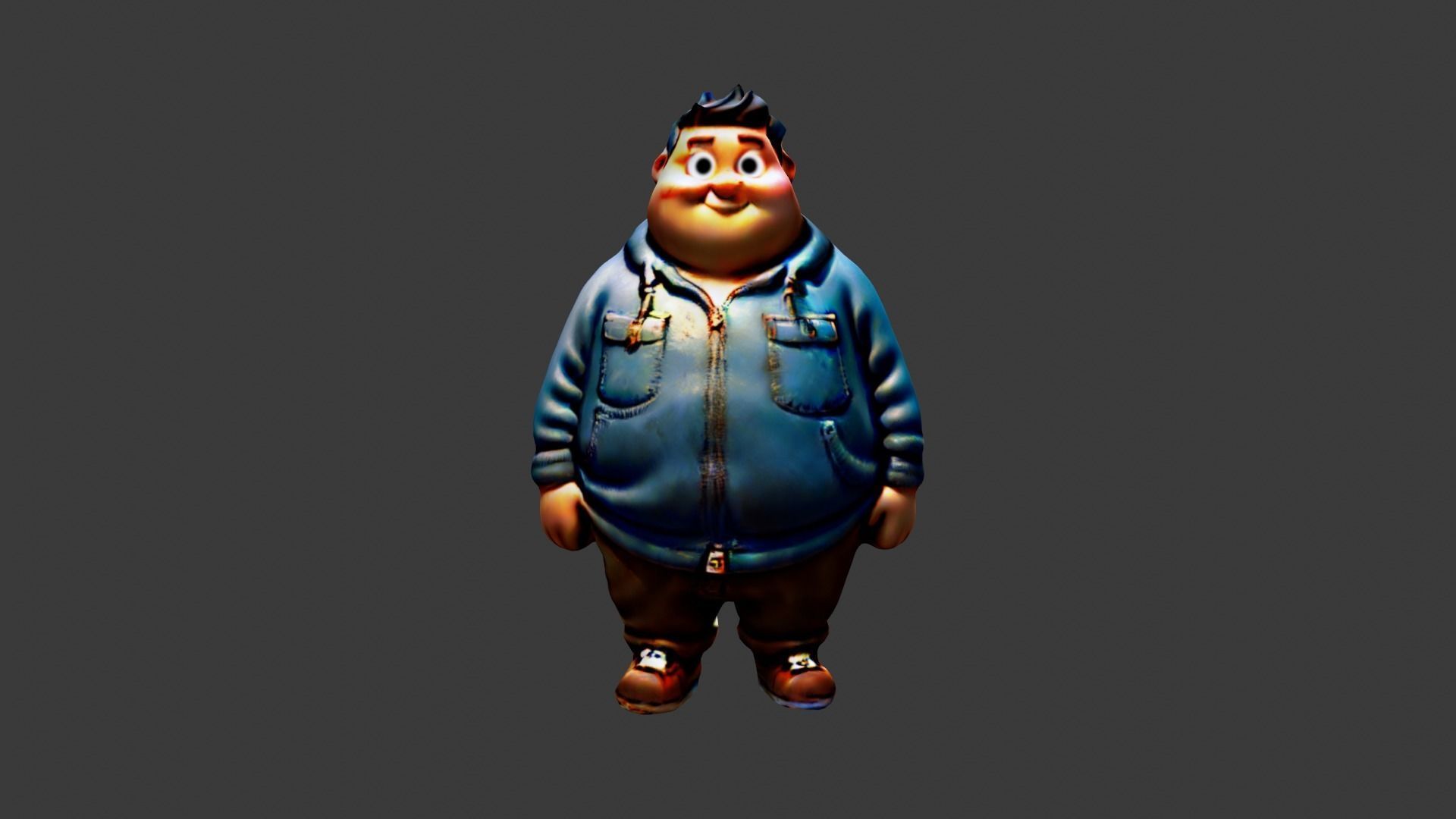 Man Fat Character Cartoon Low-poly 3D model_3