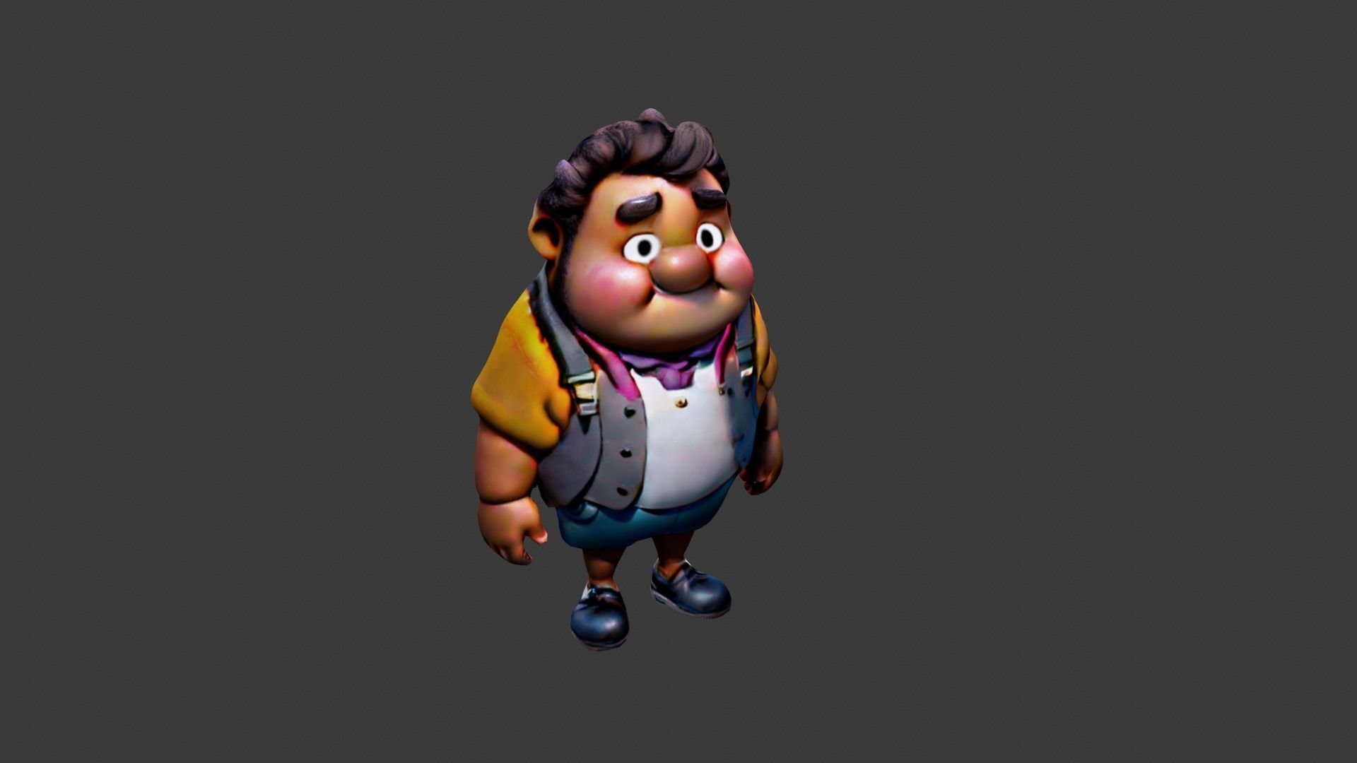 Man Fat Character Cartoon Low-poly 3D model_5