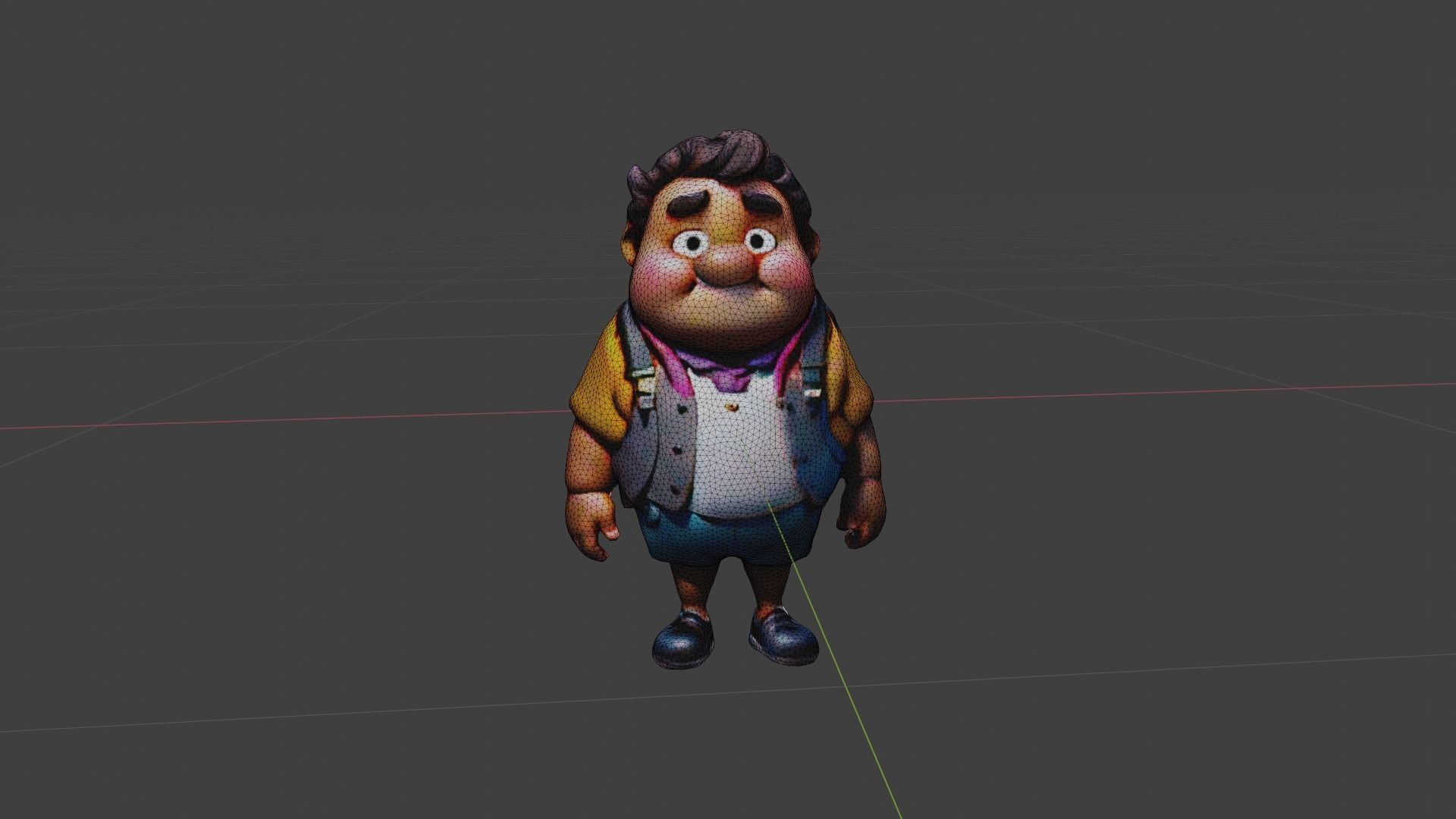 Man Fat Character Cartoon Low-poly 3D model_6