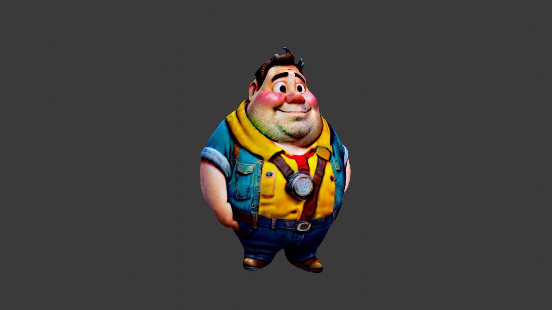 Man Fat Character Cartoon Low-poly 3D model_4