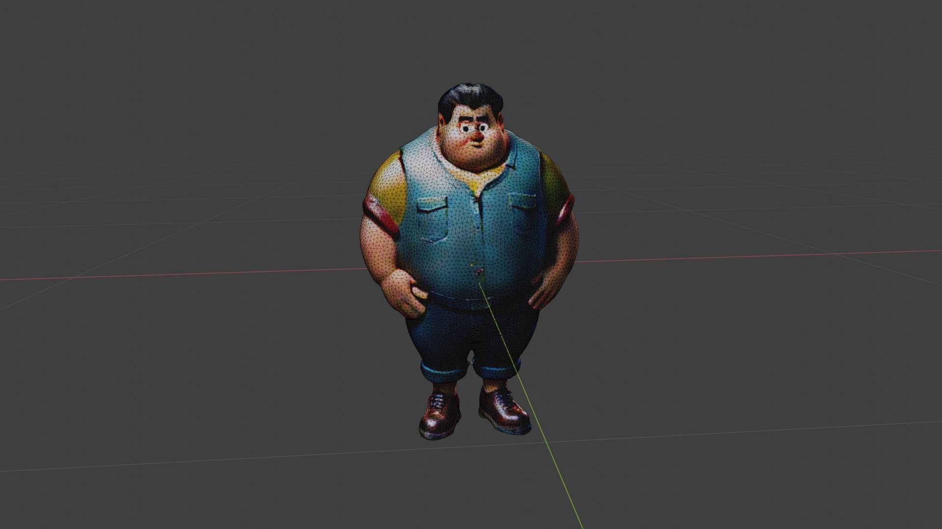 Man Fat Character Cartoon Low-poly 3D model_6