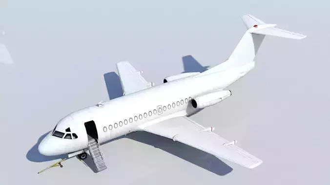 Fokker F28 Static Low Poly Boneyard Low-poly 3D model