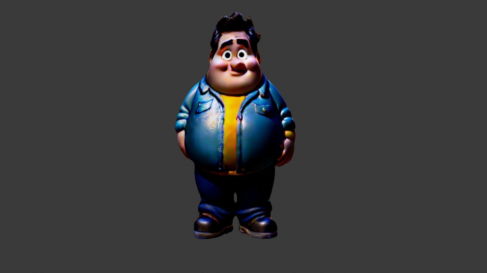 Man Fat Character Cartoon Low-poly 3D model_1