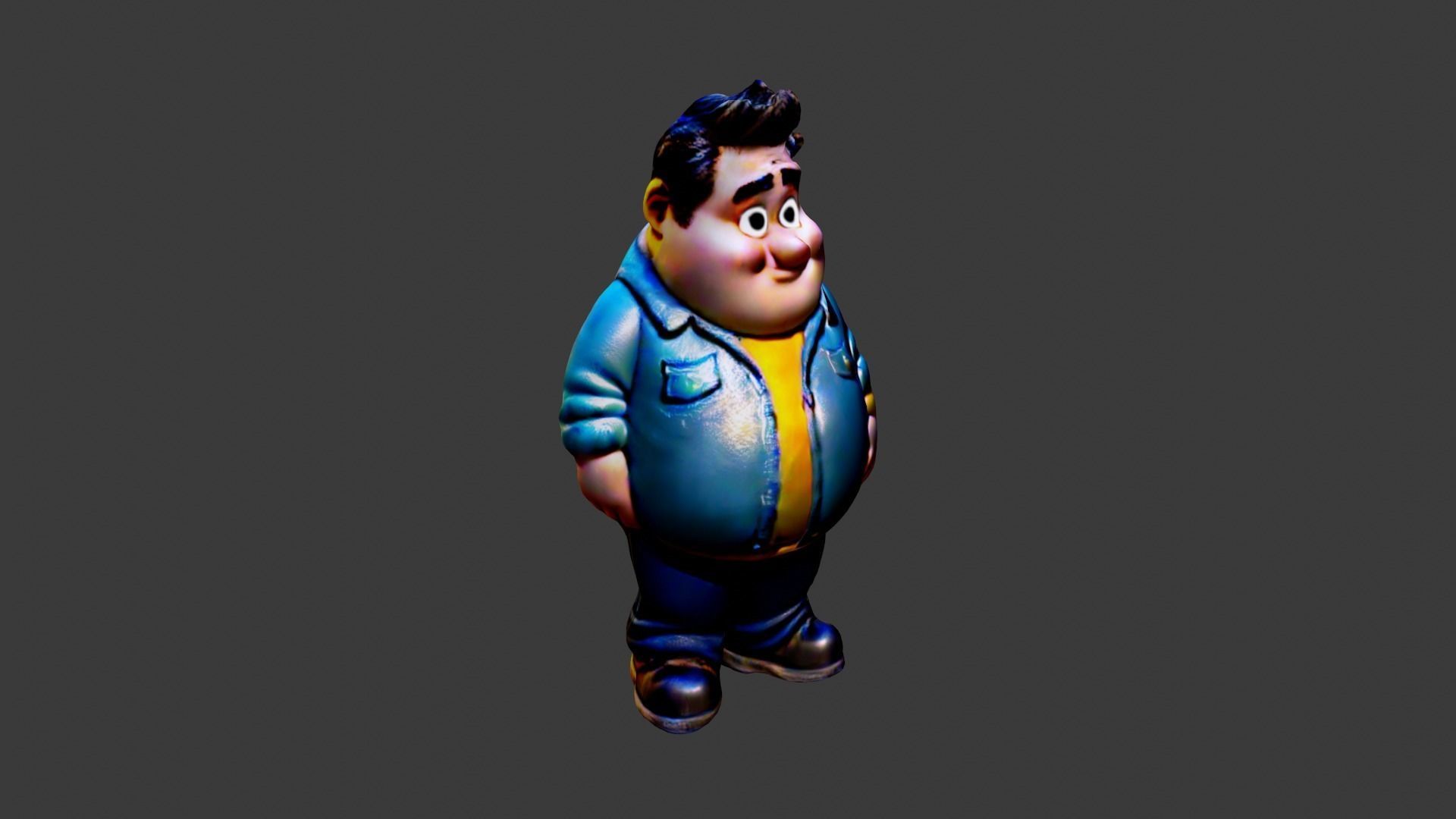 Man Fat Character Cartoon Low-poly 3D model_2