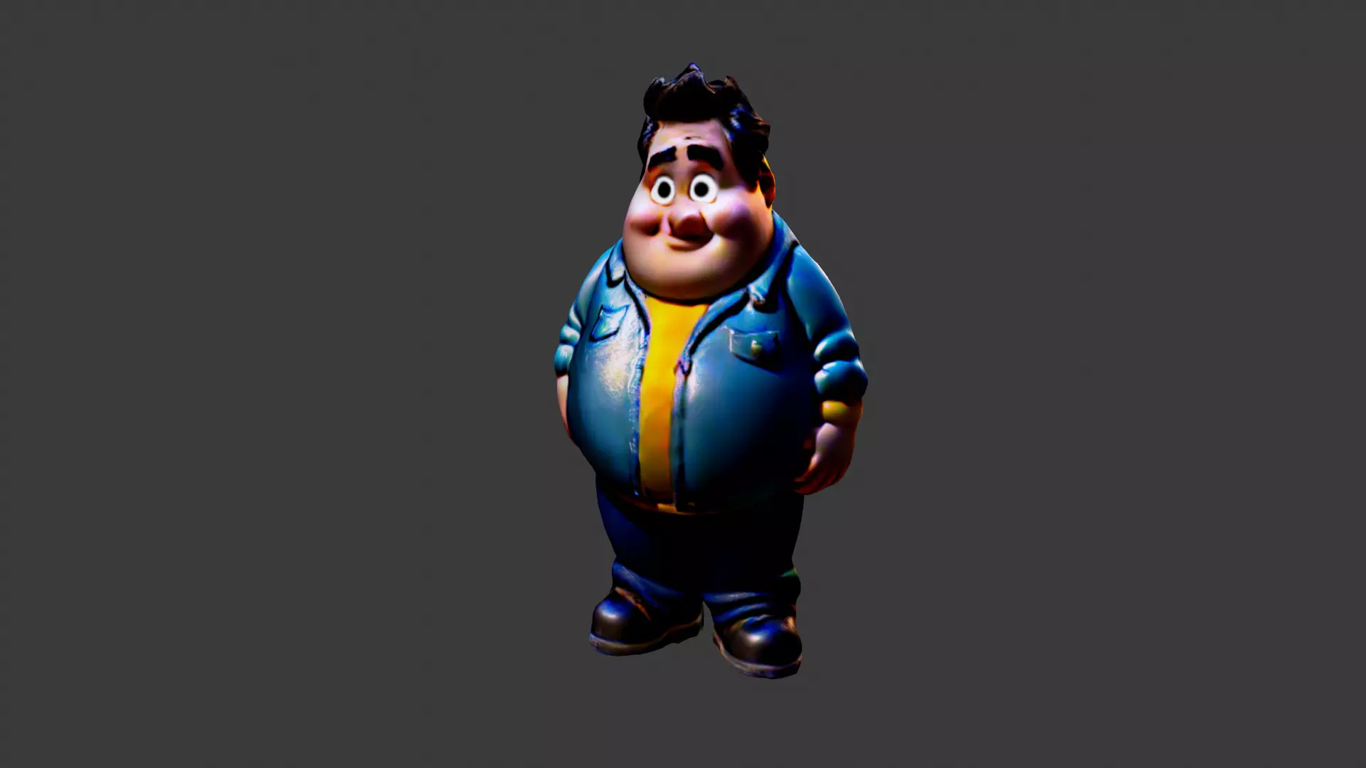 Man Fat Character Cartoon Low-poly 3D model_0