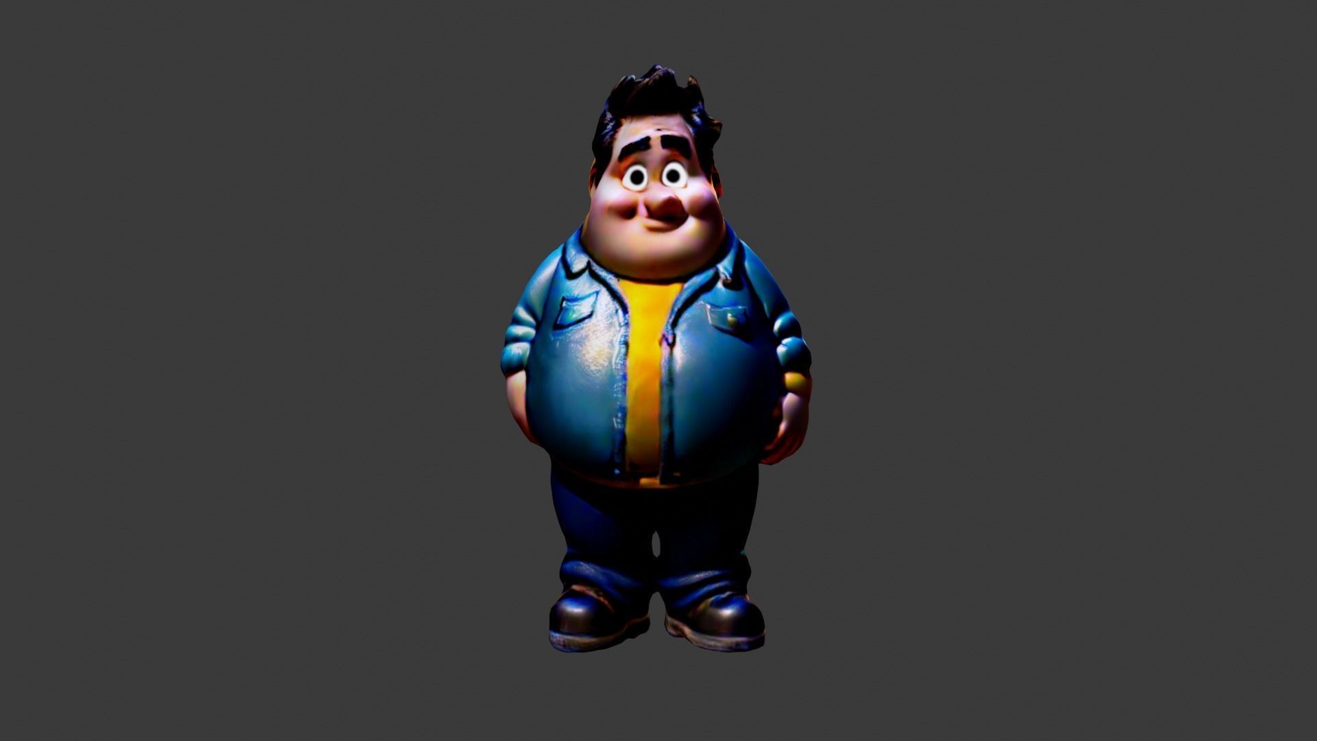 Man Fat Character Cartoon Low-poly 3D model_3