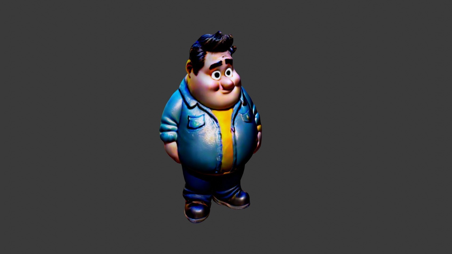 Man Fat Character Cartoon Low-poly 3D model_5