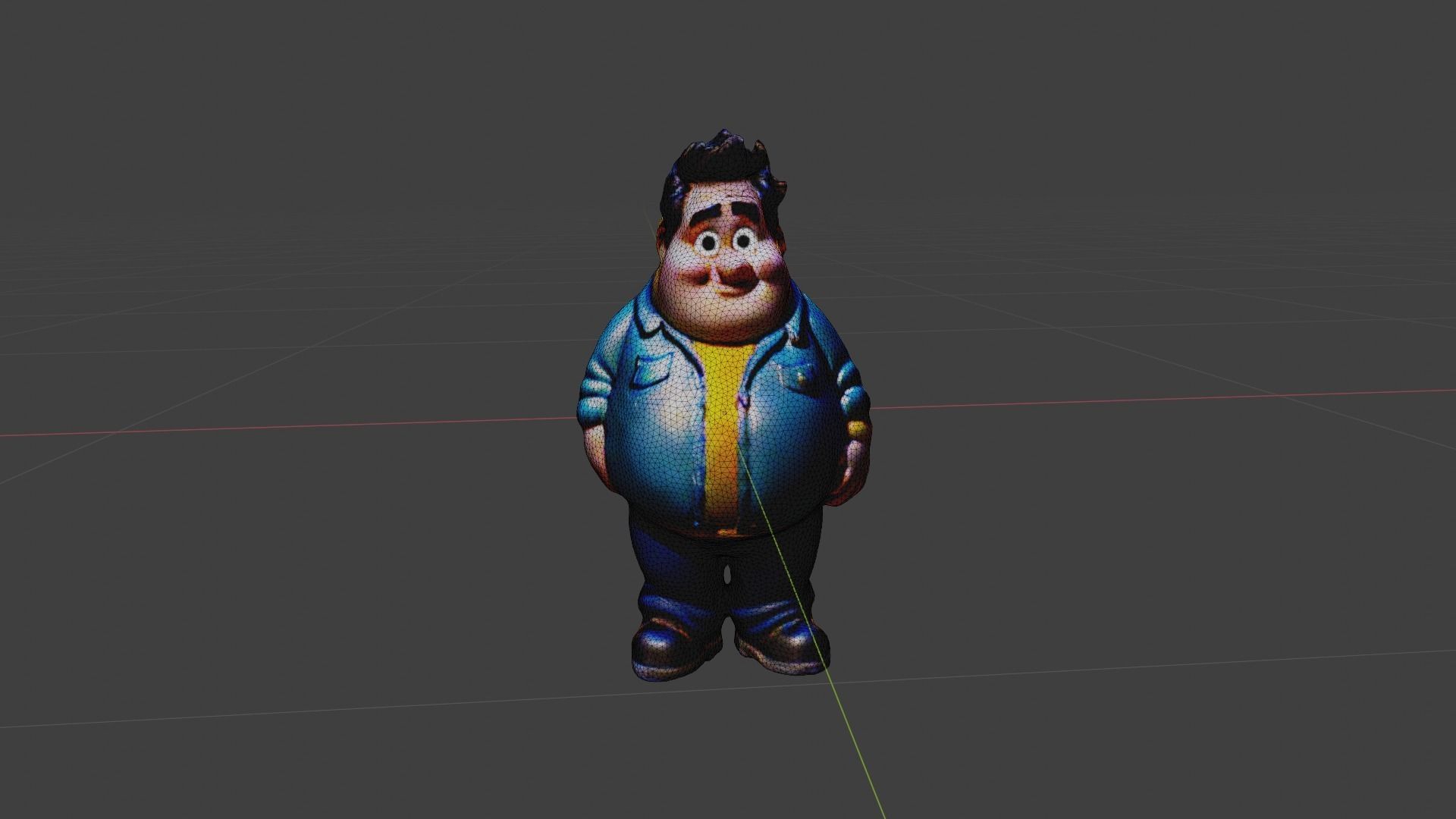 Man Fat Character Cartoon Low-poly 3D model_6