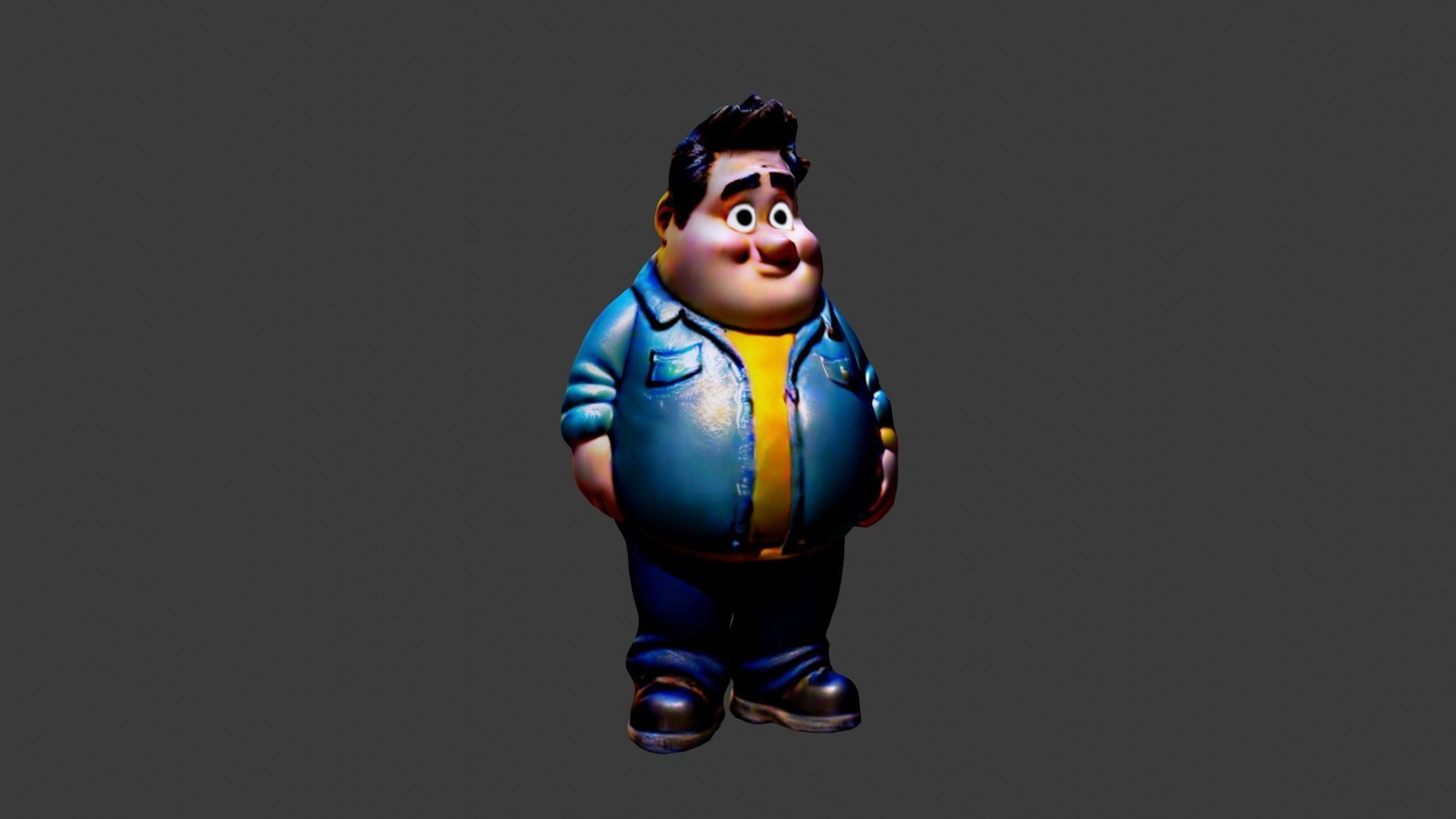 Man Fat Character Cartoon Low-poly 3D model_4