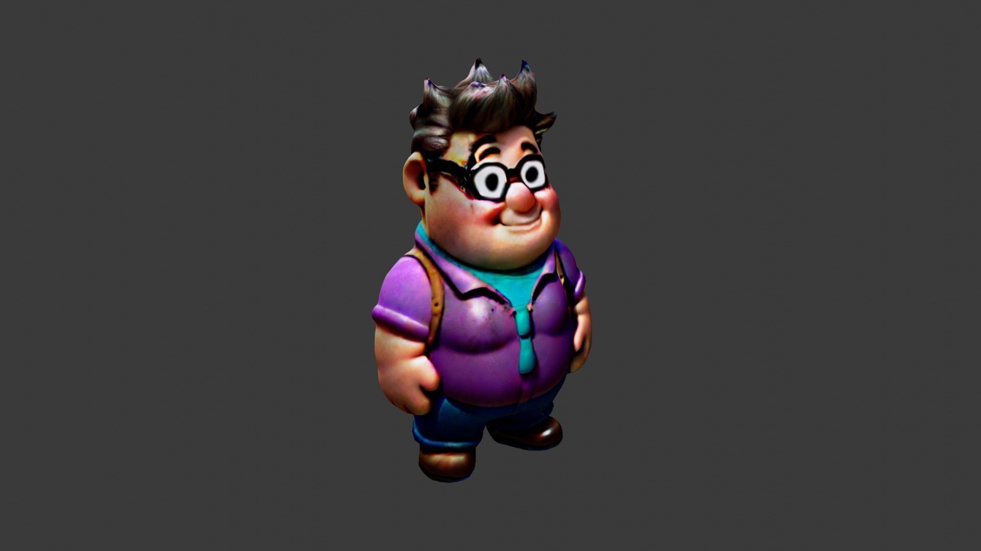 Fat Cartoon Man Low-poly 3D model_2