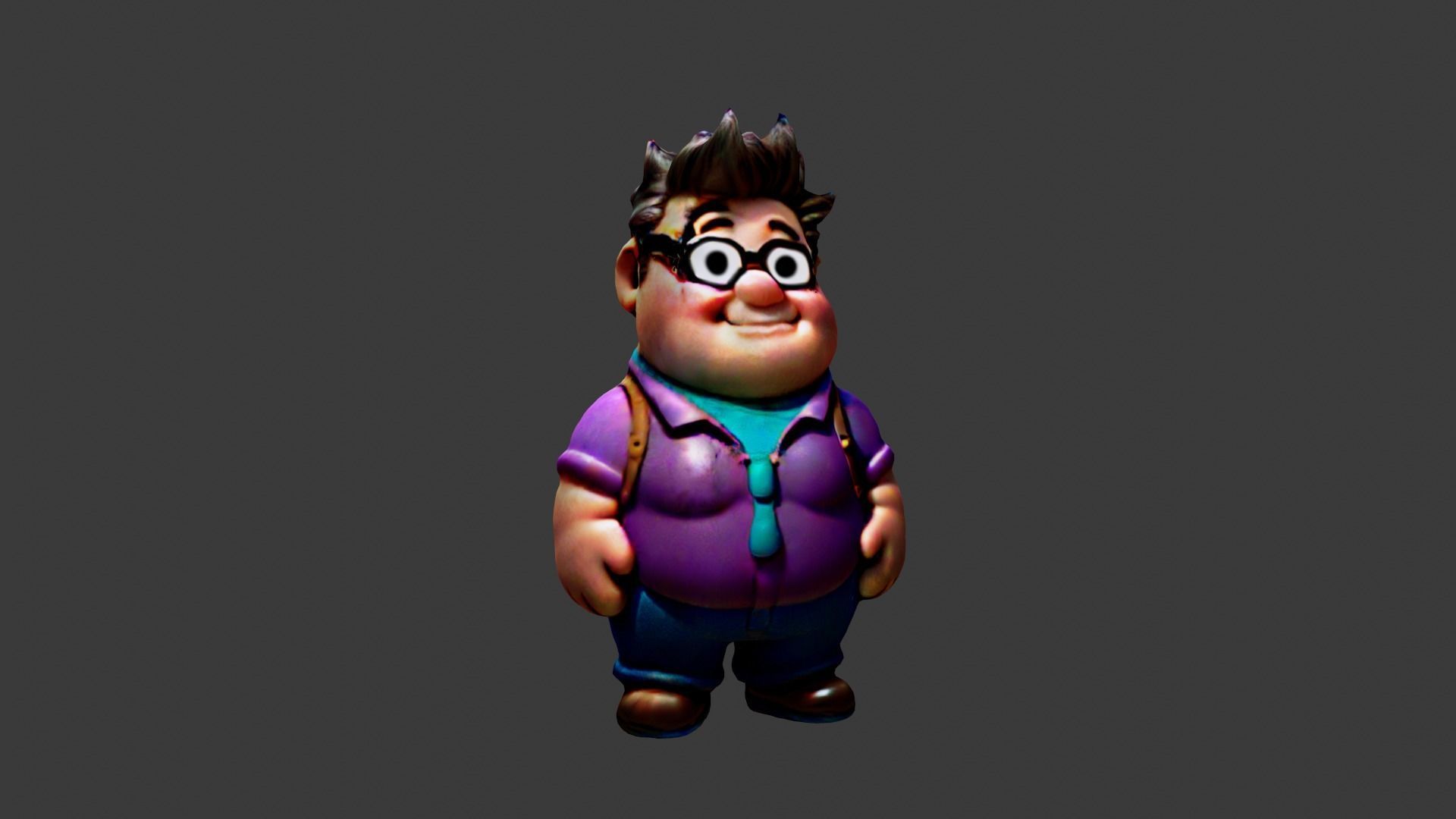 Fat Cartoon Man Low-poly 3D model_4