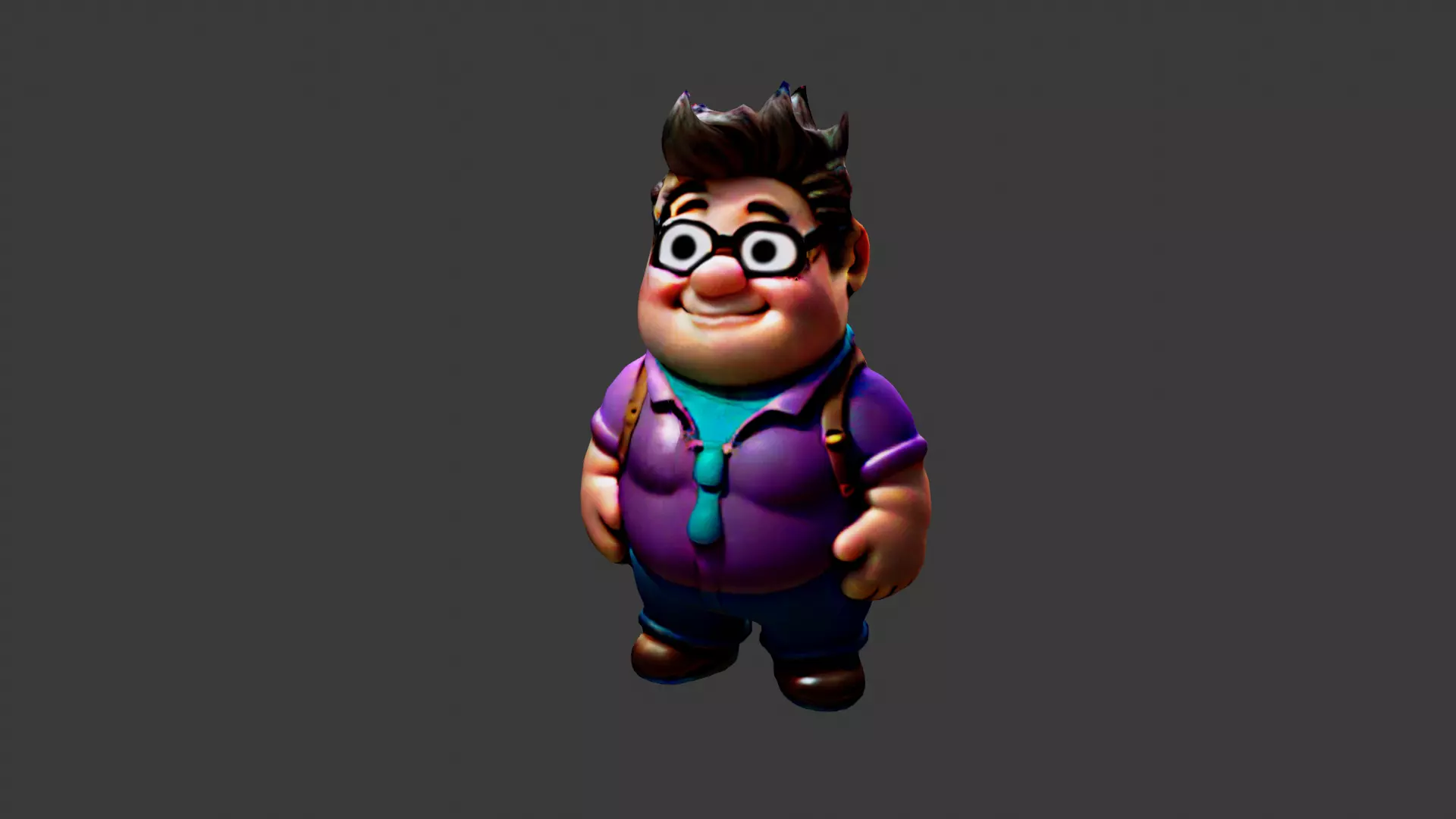 Fat Cartoon Man Low-poly 3D model_0