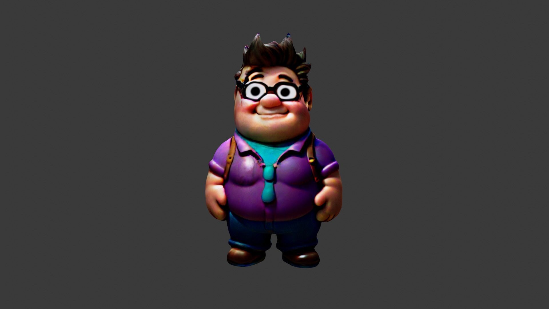 Fat Cartoon Man Low-poly 3D model_3
