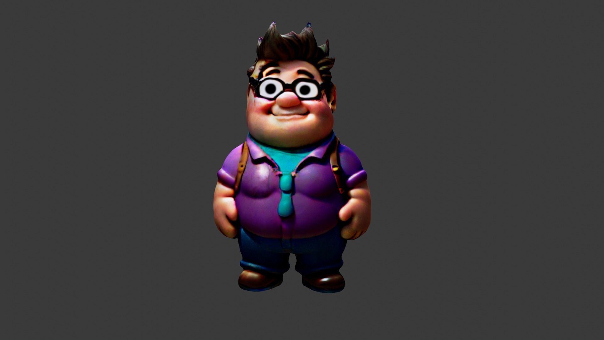 Fat Cartoon Man Low-poly 3D model_1