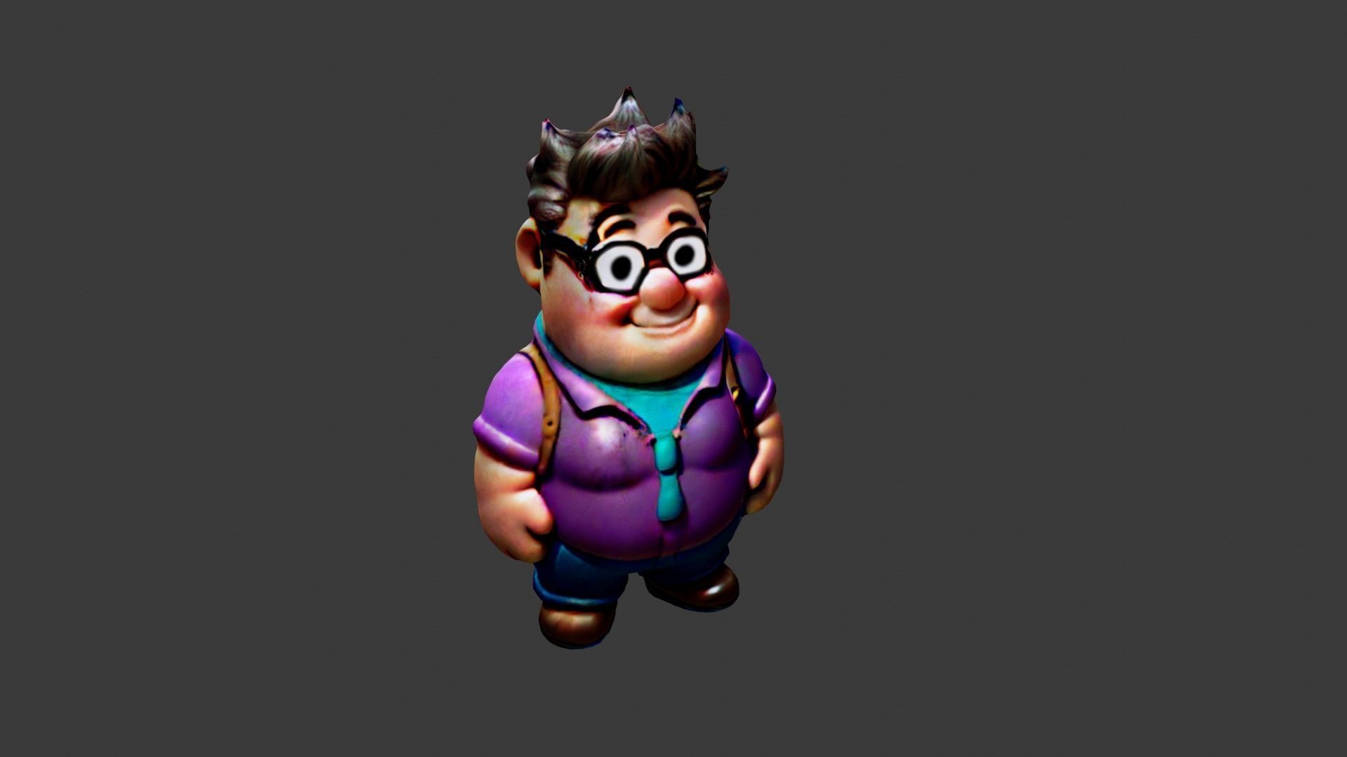 Fat Cartoon Man Low-poly 3D model_5