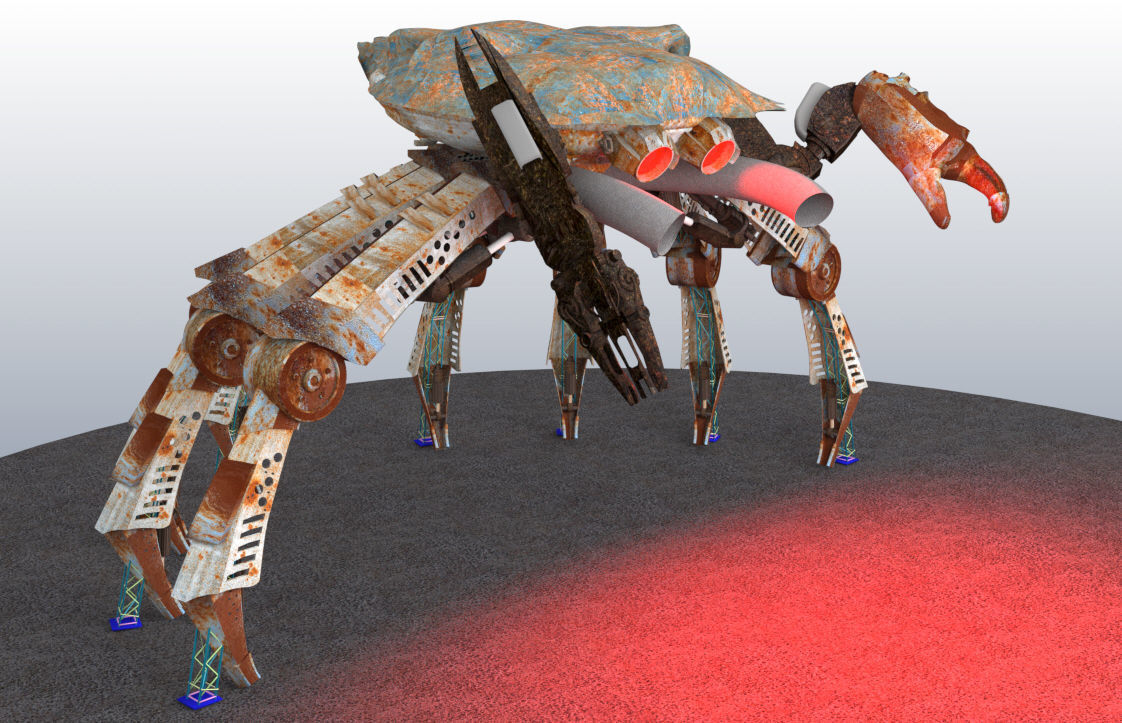 Mechanical crab DJ stage 3D model_2