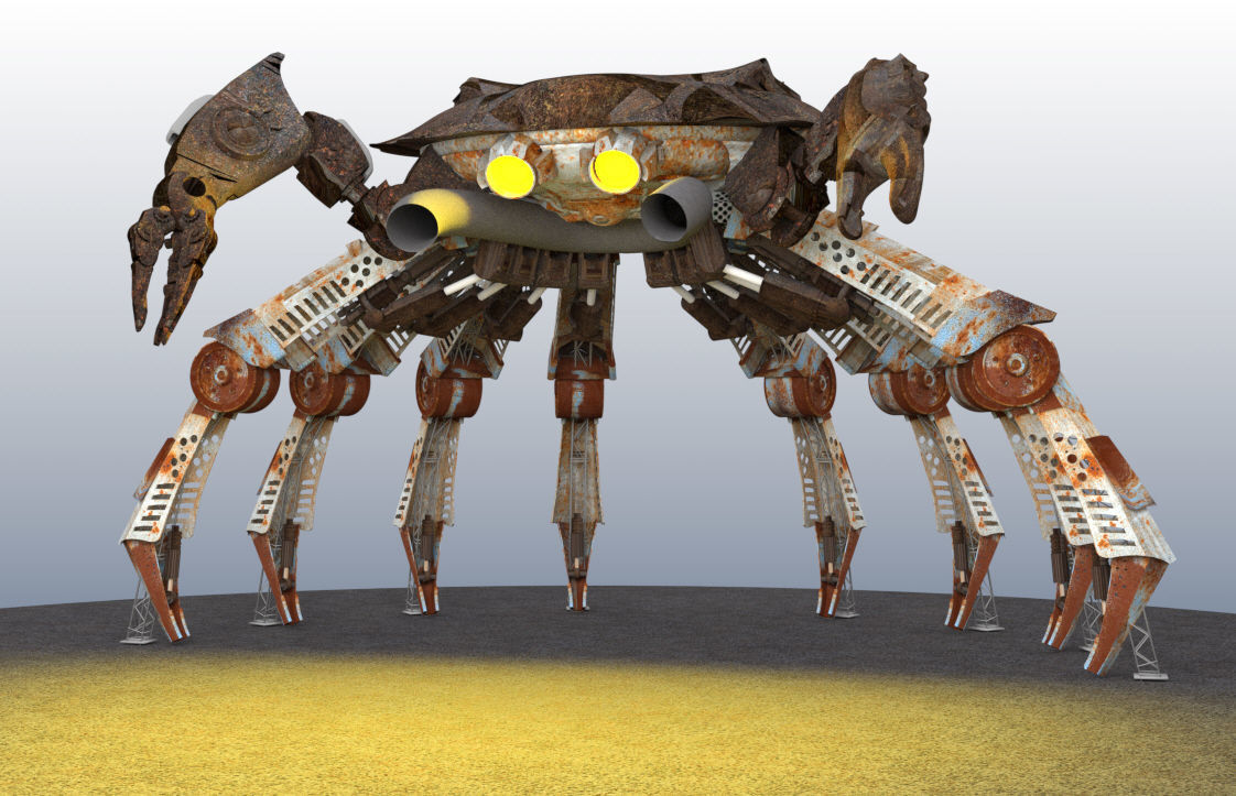 Mechanical crab DJ stage 3D model_4