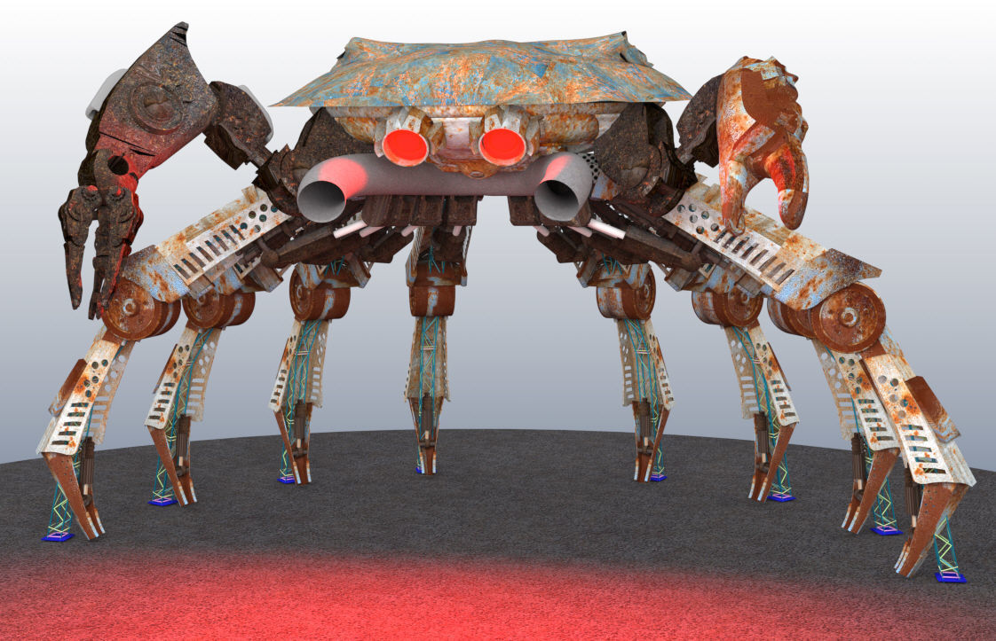 Mechanical crab DJ stage 3D model_1