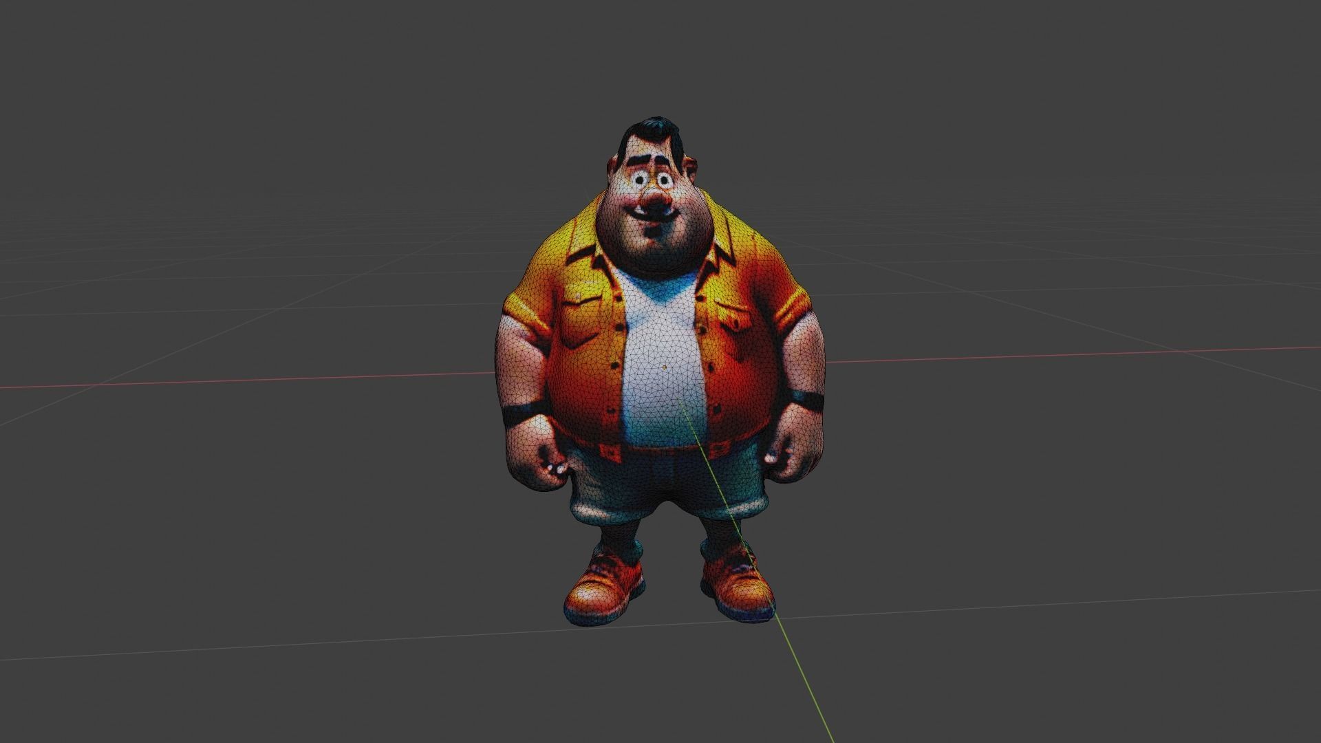 Fat Cartoon Man Low-poly 3D model_6
