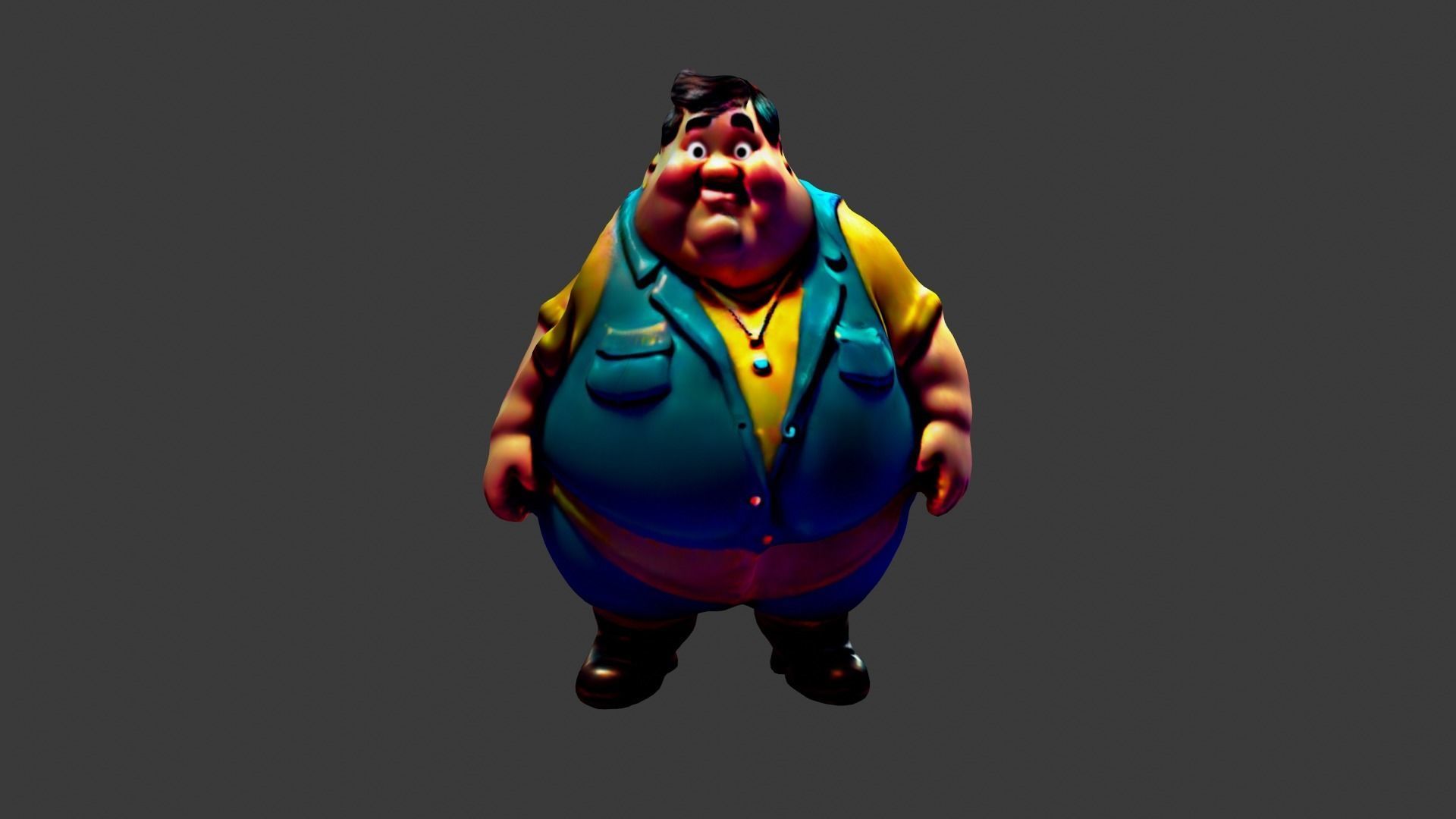 Fat Cartoon Man Low-poly 3D model_3