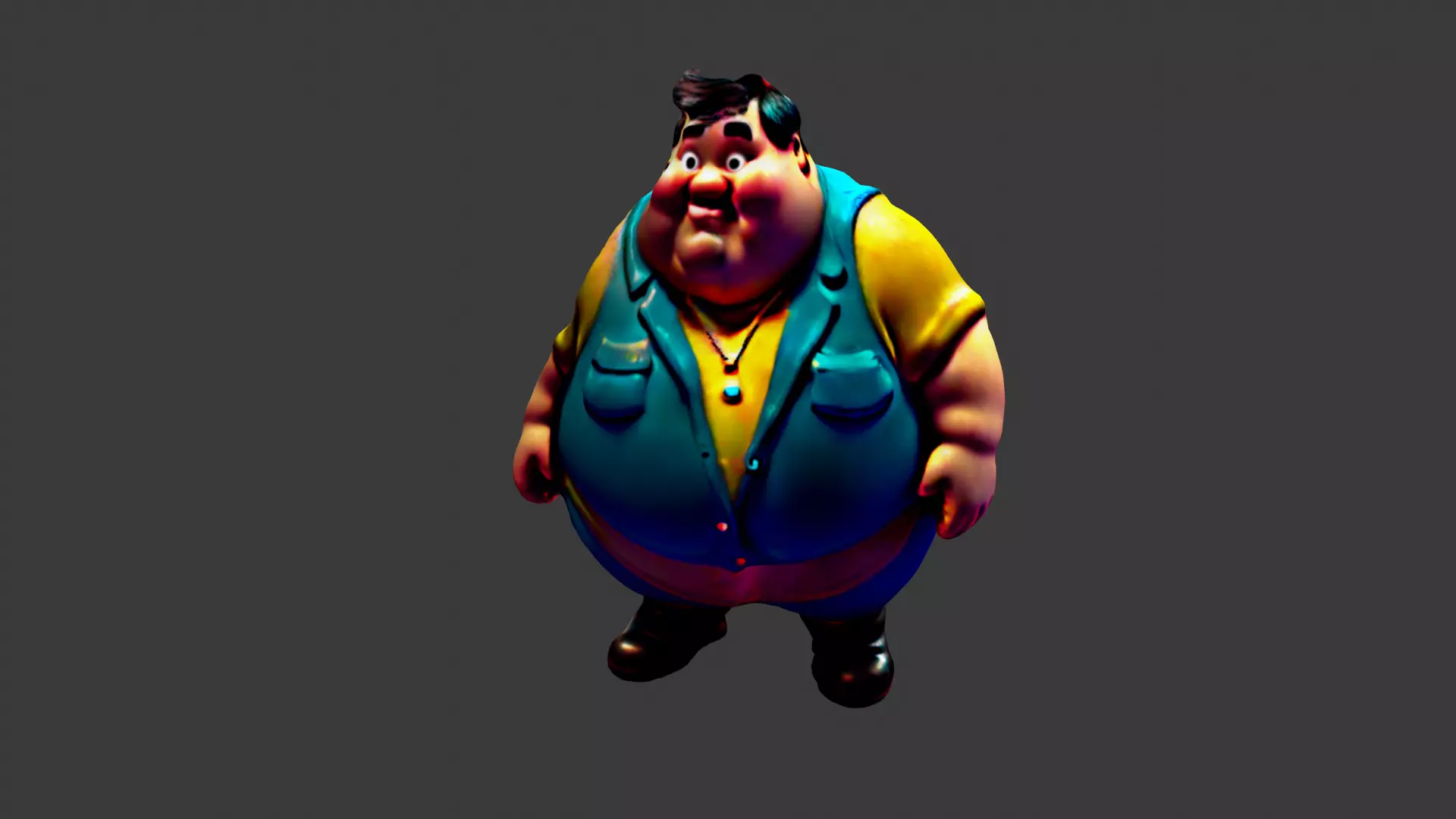 Fat Cartoon Man Low-poly 3D model_0