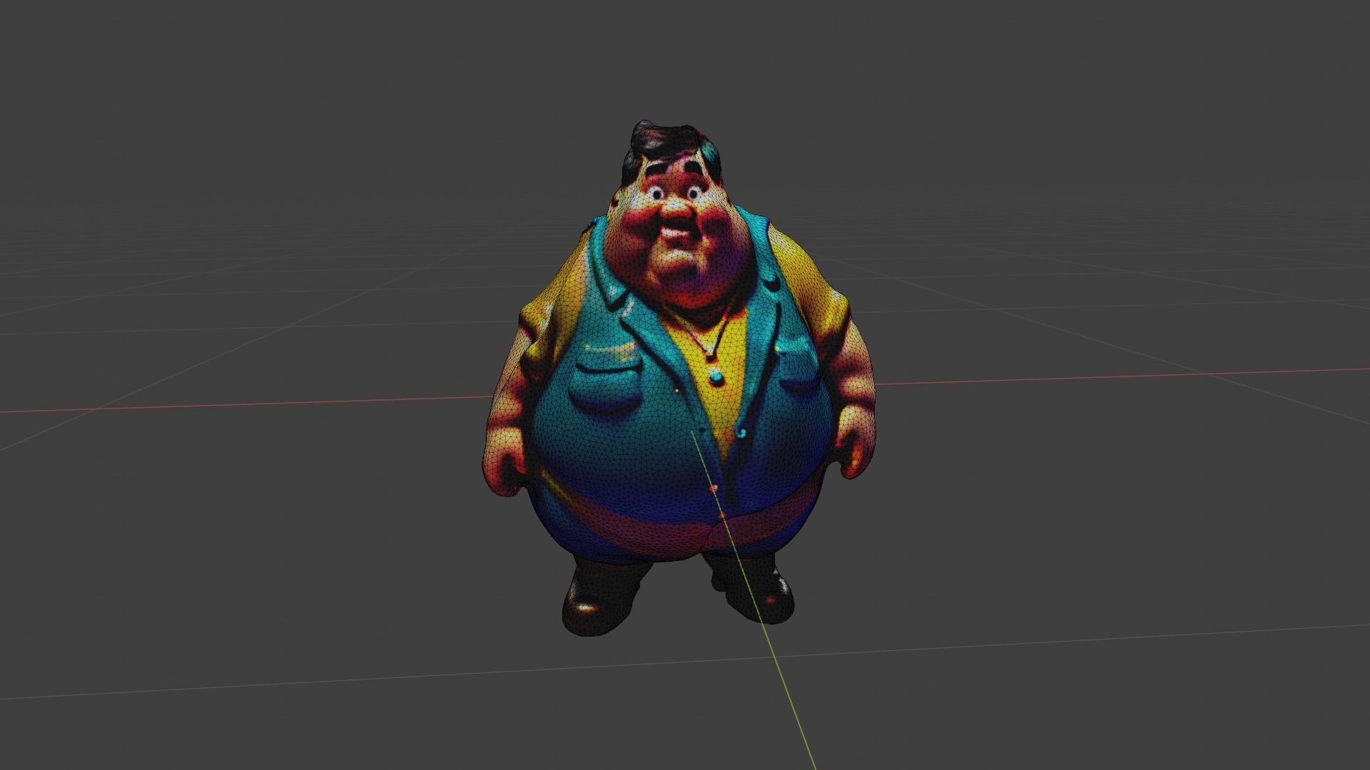 Fat Cartoon Man Low-poly 3D model_6