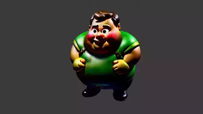 Fat Cartoon Man Low-poly 3D model