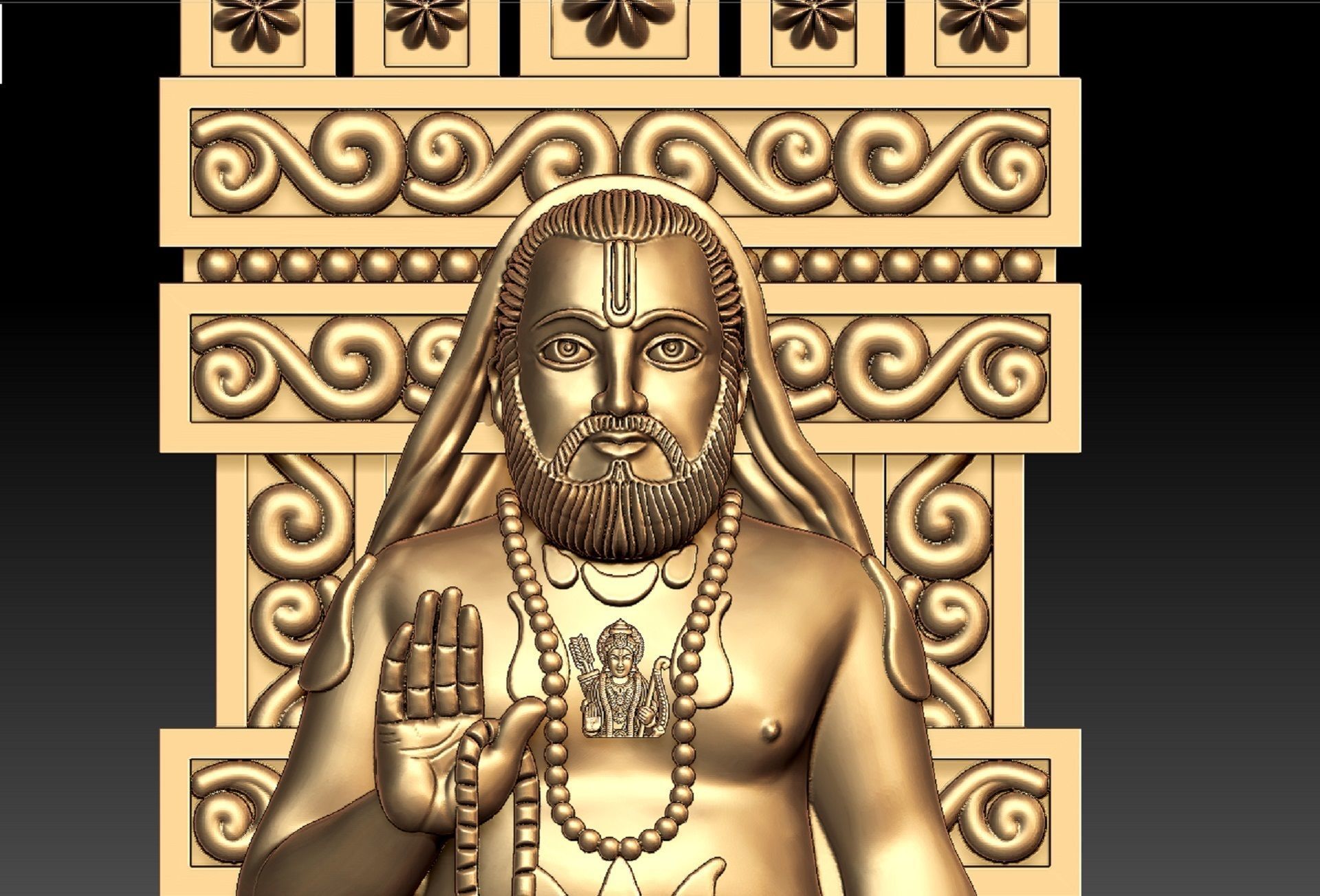Raghavendra swamy pendent 3D print model_1