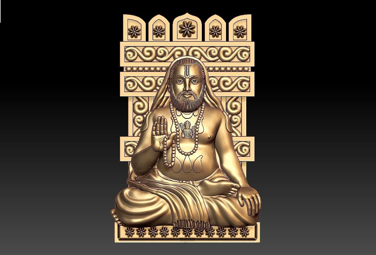 Raghavendra swamy pendent 3D print model_10
