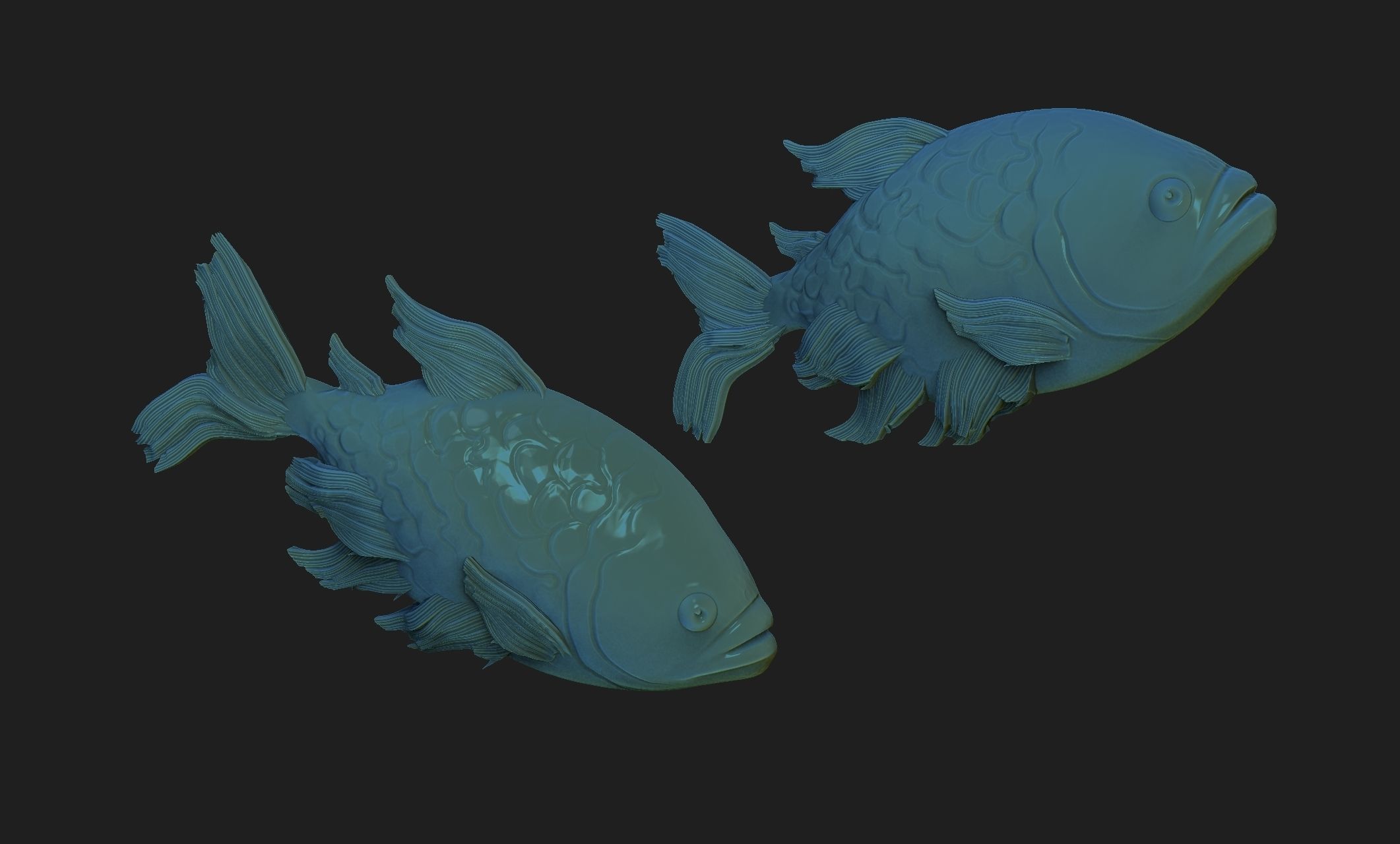 fish  bas-relief 3D print model_1