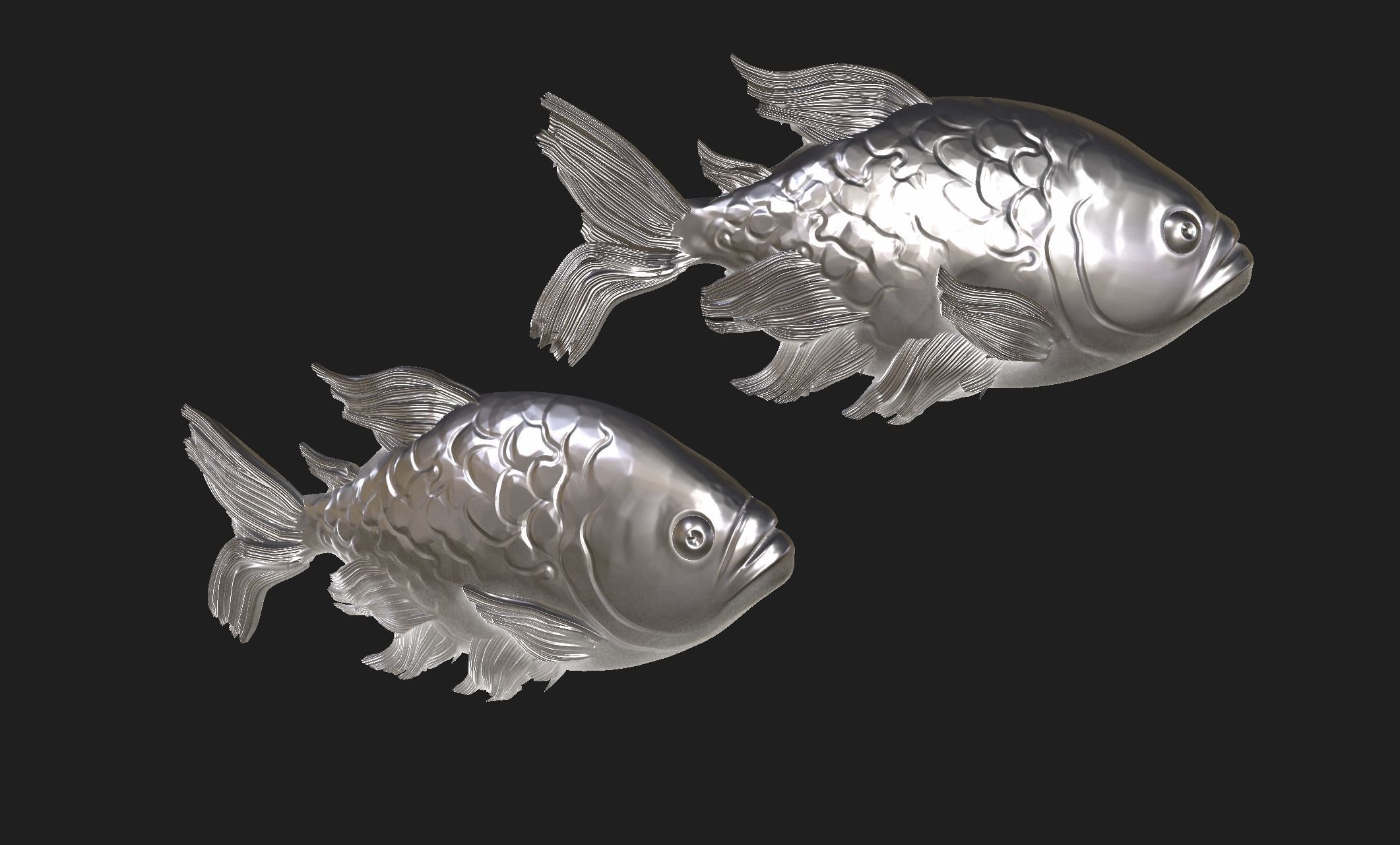 fish  bas-relief 3D print model_4