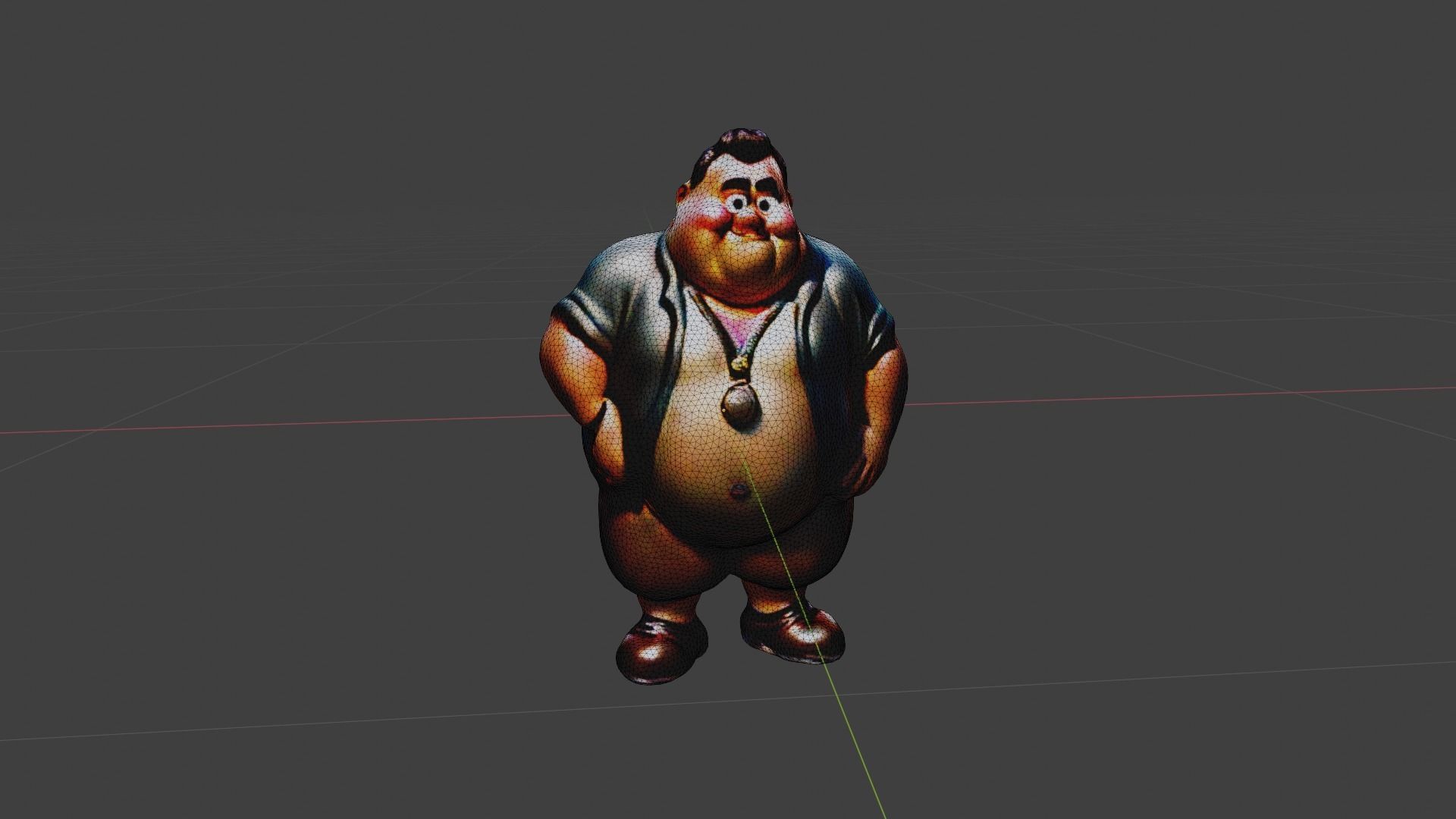Fat Man Cartoon  Low-poly 3D model_6