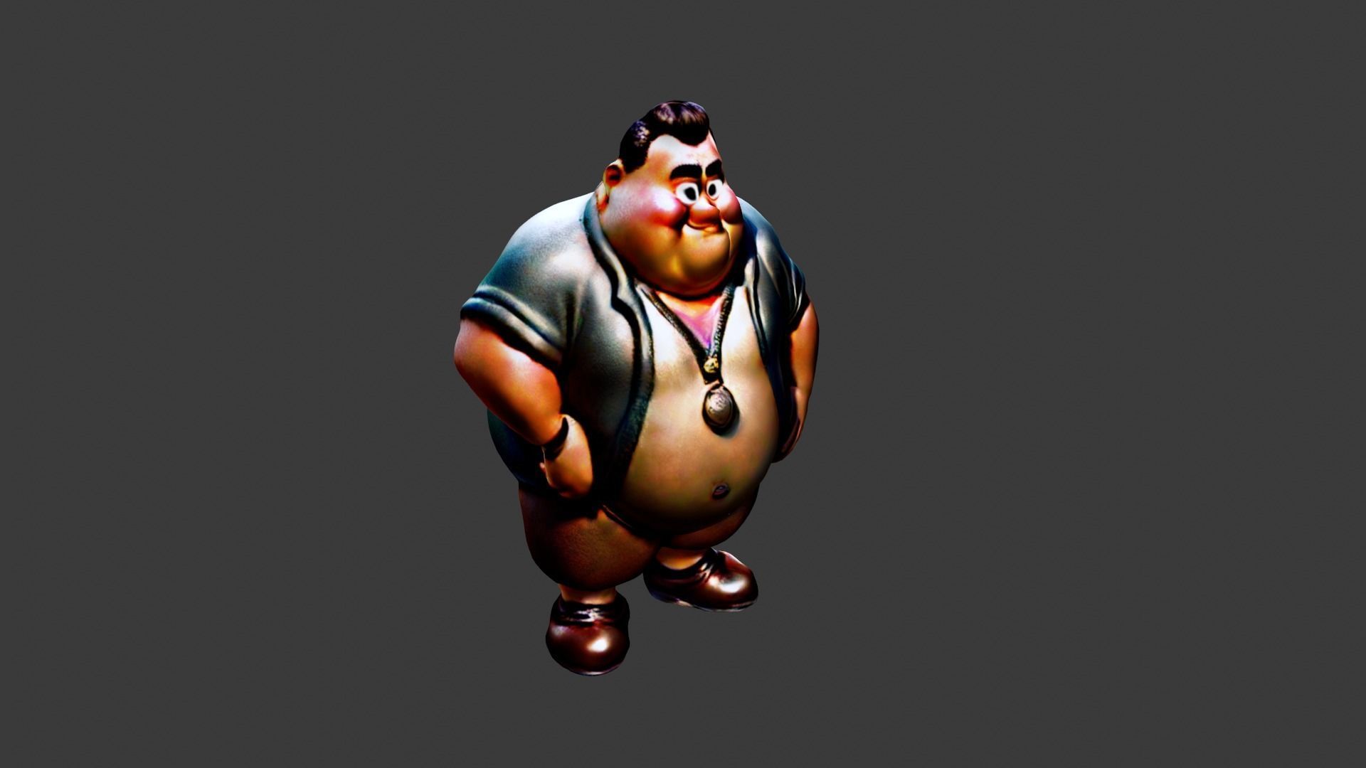 Fat Man Cartoon  Low-poly 3D model_5