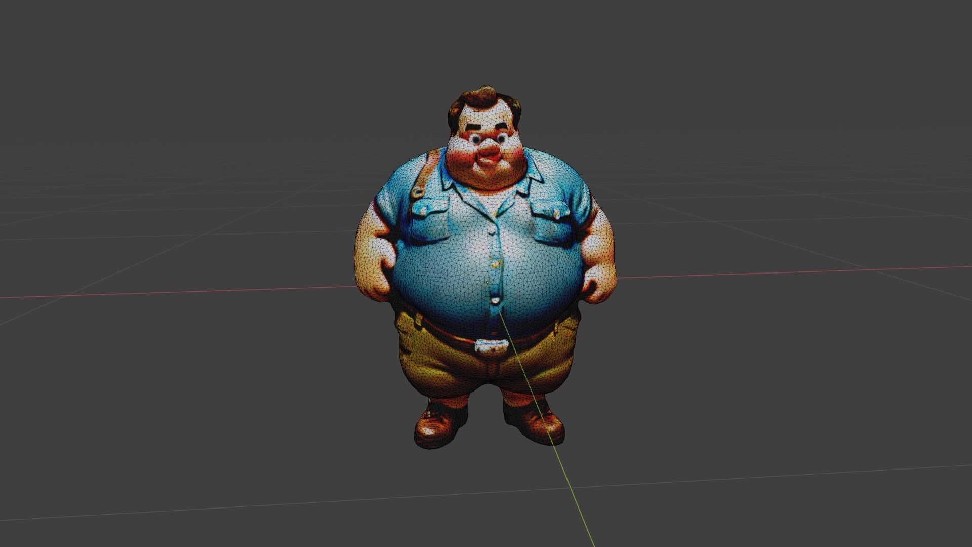 Fat Man Cartoon  Low-poly 3D model_6