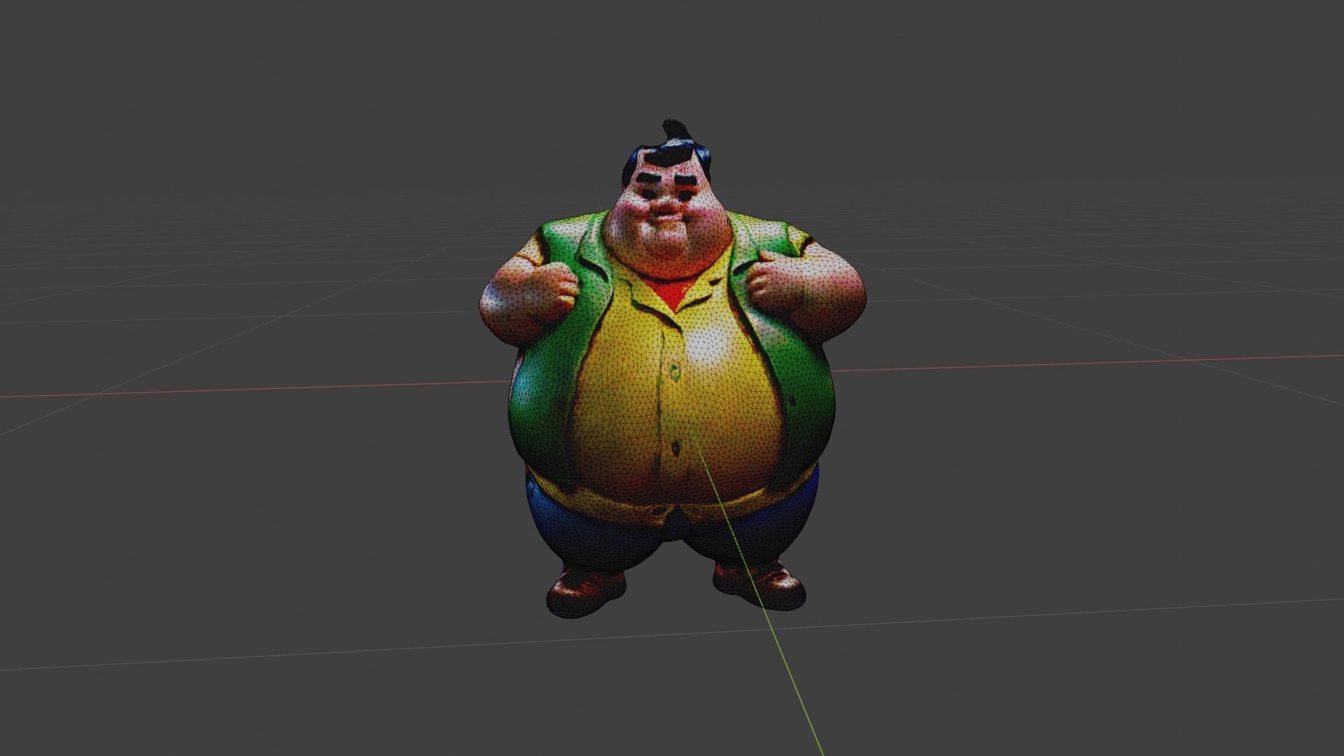 Fat Man Cartoon  Low-poly 3D model_6