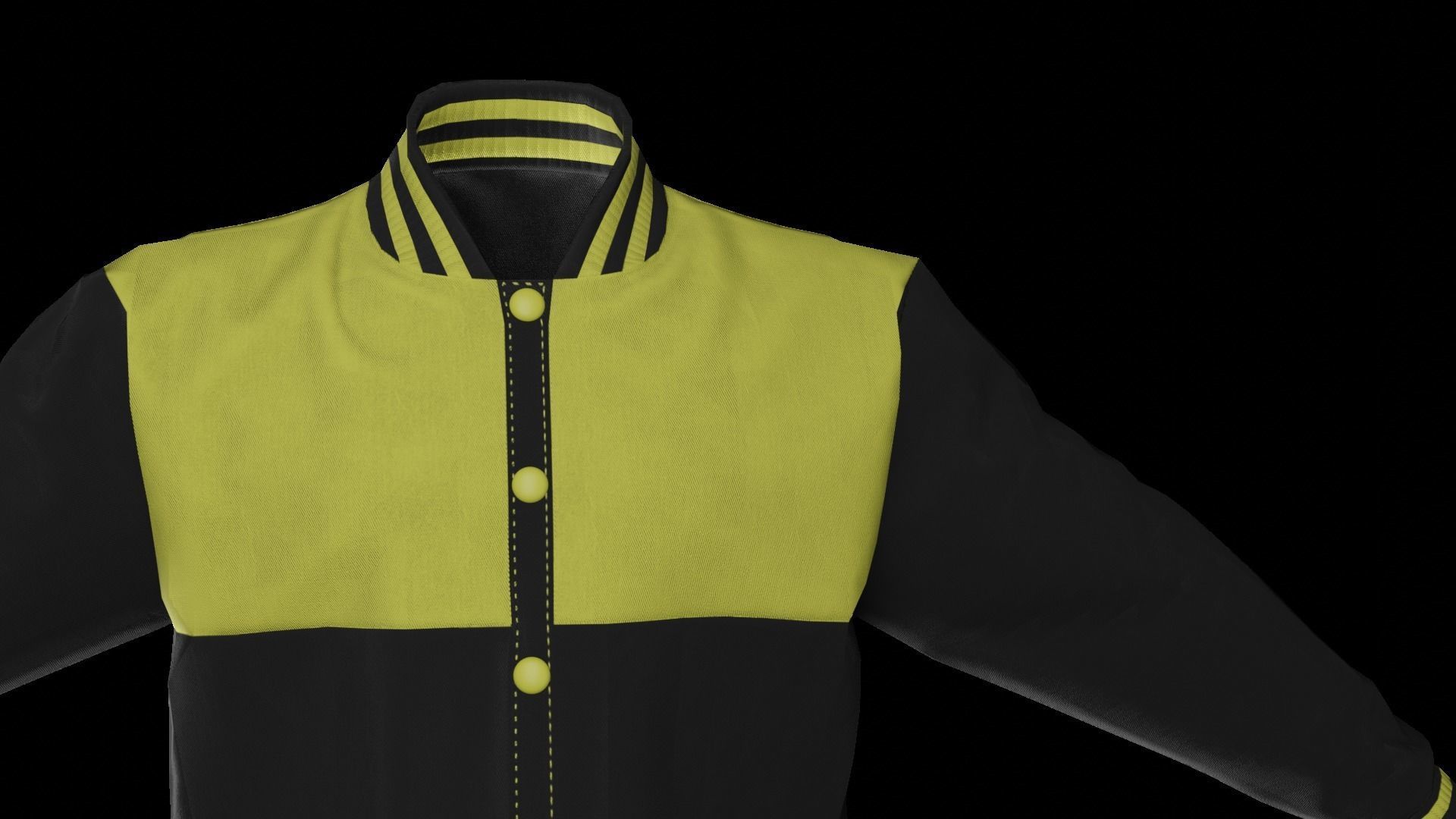 College Bomber Jacket Low-poly 3D model_2