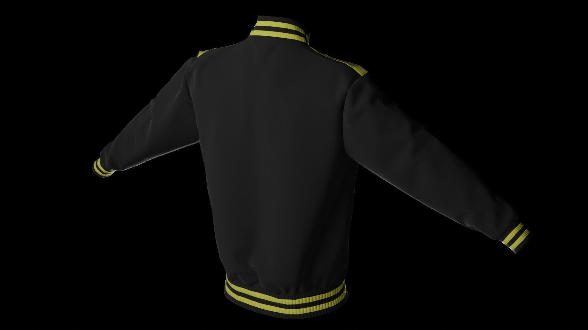 College Bomber Jacket Low-poly 3D model_1