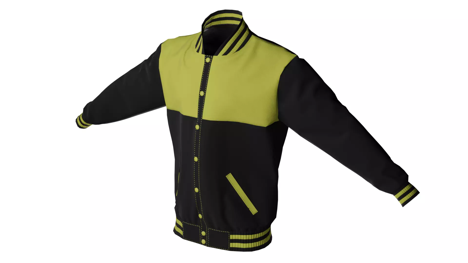 College Bomber Jacket Low-poly 3D model_0
