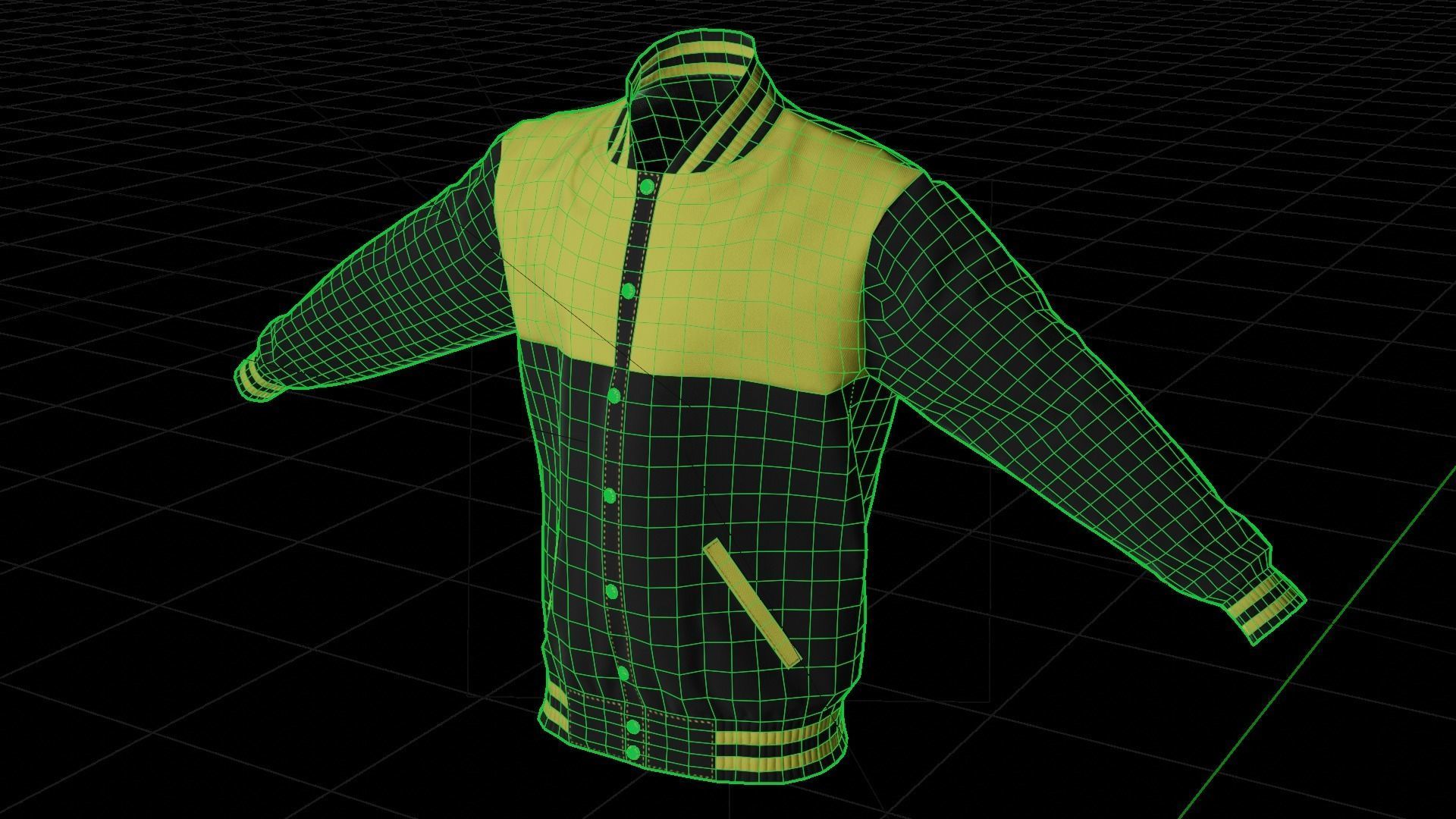 College Bomber Jacket Low-poly 3D model_6